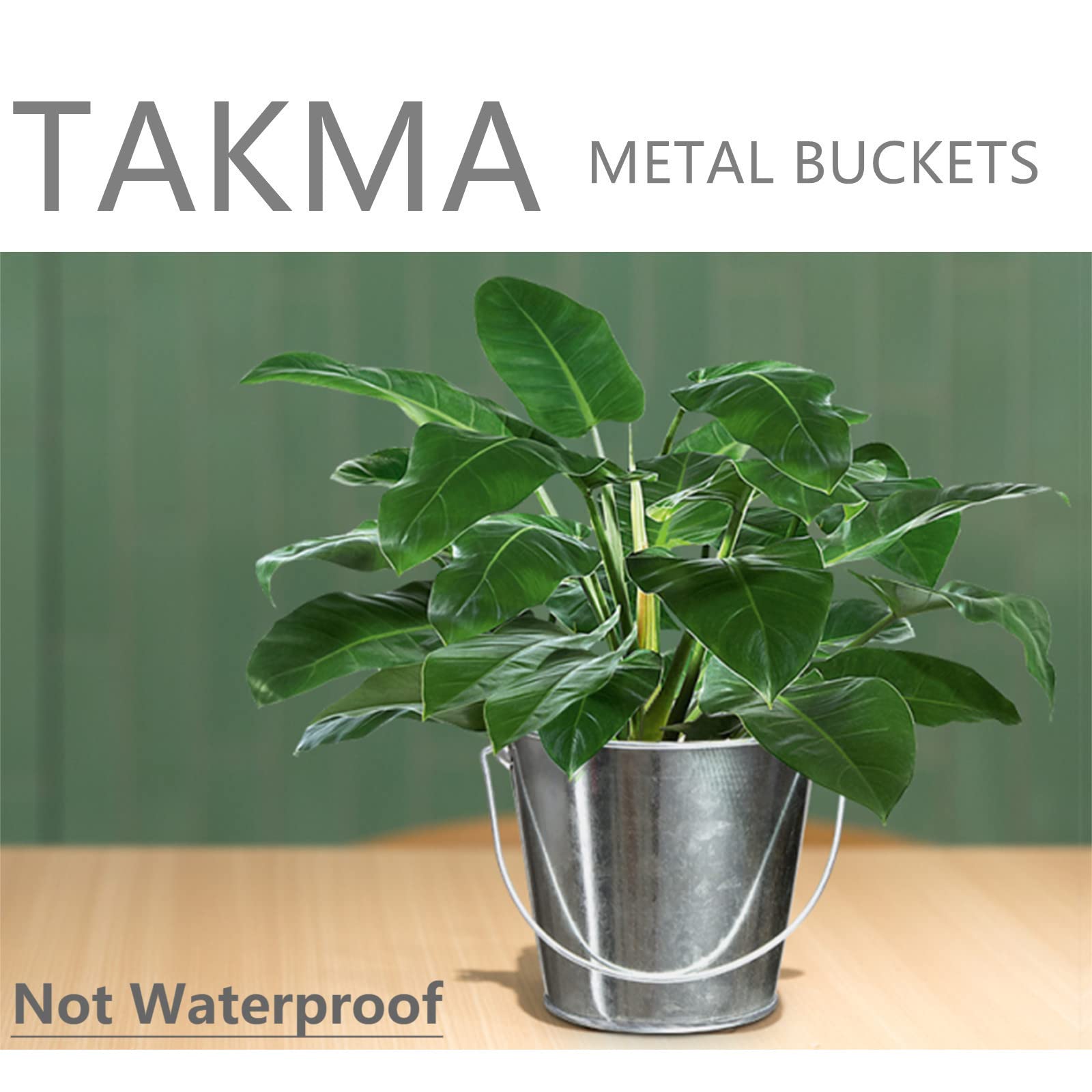 Takma Galvanized Tin Metal Buckets With Handle - 6 Pack 4.3 Inch Iron Pail, Easter Bucket,Pencil Holder And Flower Pots,Craft Su