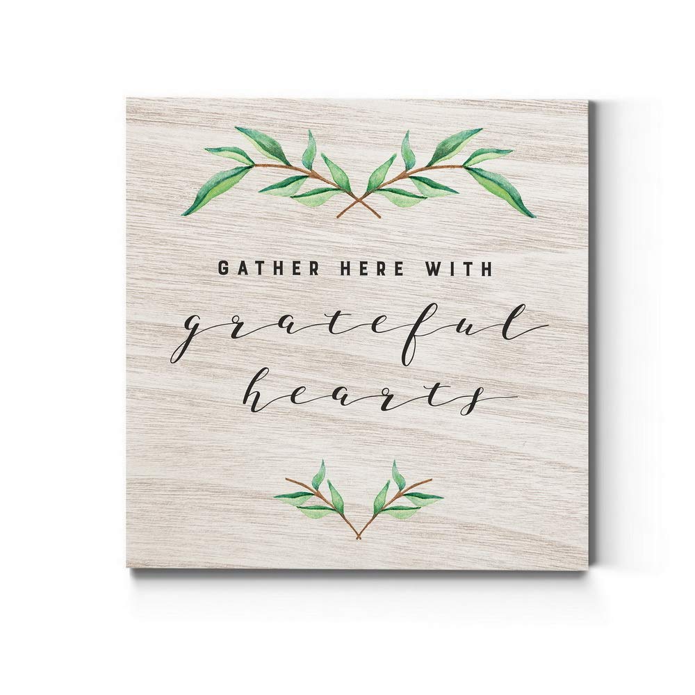 Renditions Gallery Gather Here With Grateful Hearts Wall Art, Charming Christmas & Winter Artwork, Brown, Green, Premium Gallery