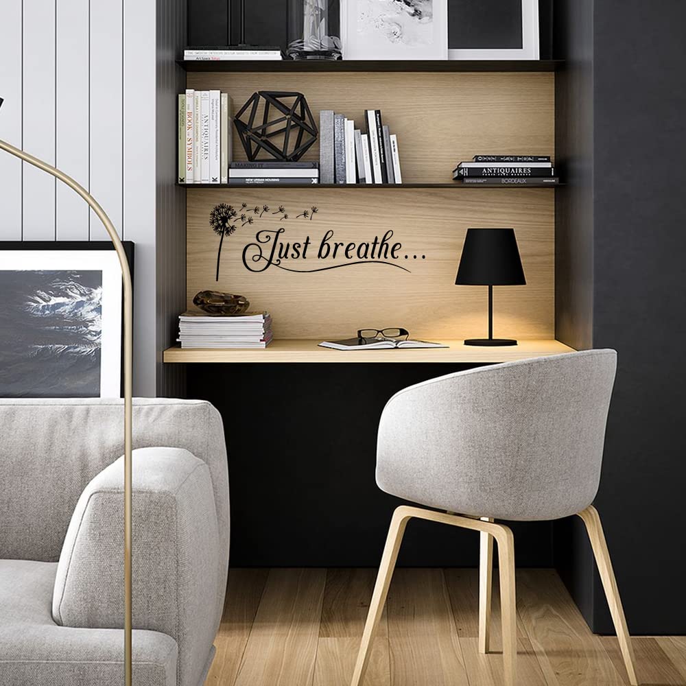 Just Breathe Vinyl Wall Decal Yoga Quotes Positive Relax Motto Art Letters Sayings Living Room D  Cor Lettering