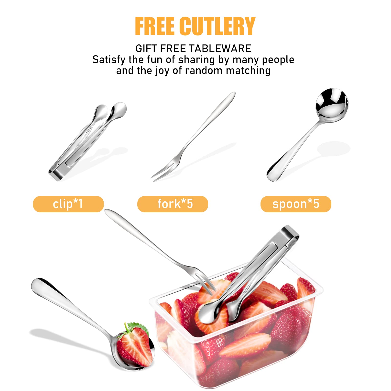 Condiment Tray With Stainless Steel 5 Spoons, 5 Forks And 1 Clip, Chilled Condiment Server, Condiment Server, Bar Garnish Holder
