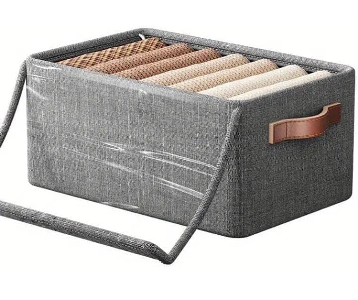 Dkvdyenx 26L Canvas Storage Bag With Lid Foldable Cloth Organizer Box With Zipper & Handles Wardrobe, Saree, Blanket, Toy Storag