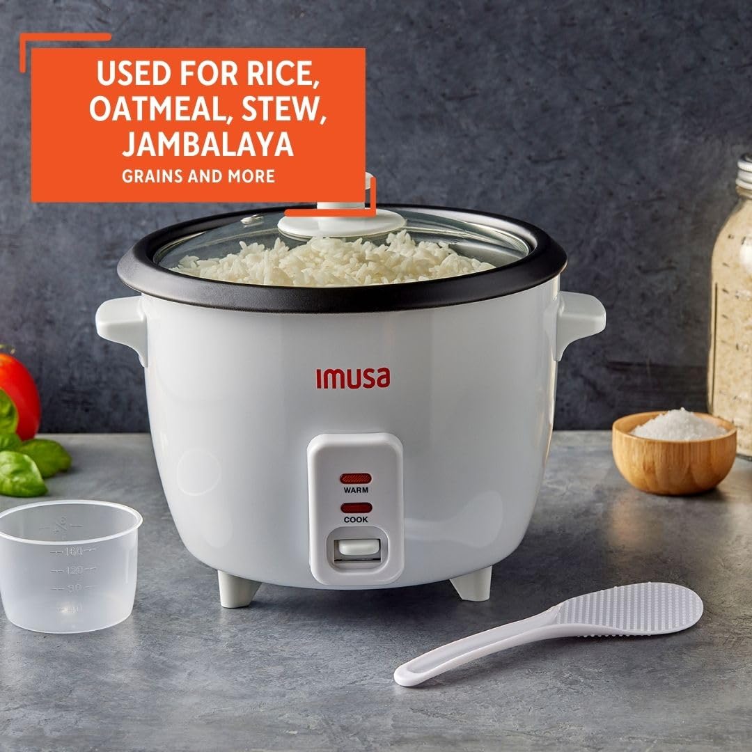 Imusa Usa Gau-00012 Electric Nonstick Rice Cooker 5-Cup (Uncooked) 10-Cup (Cooked), White