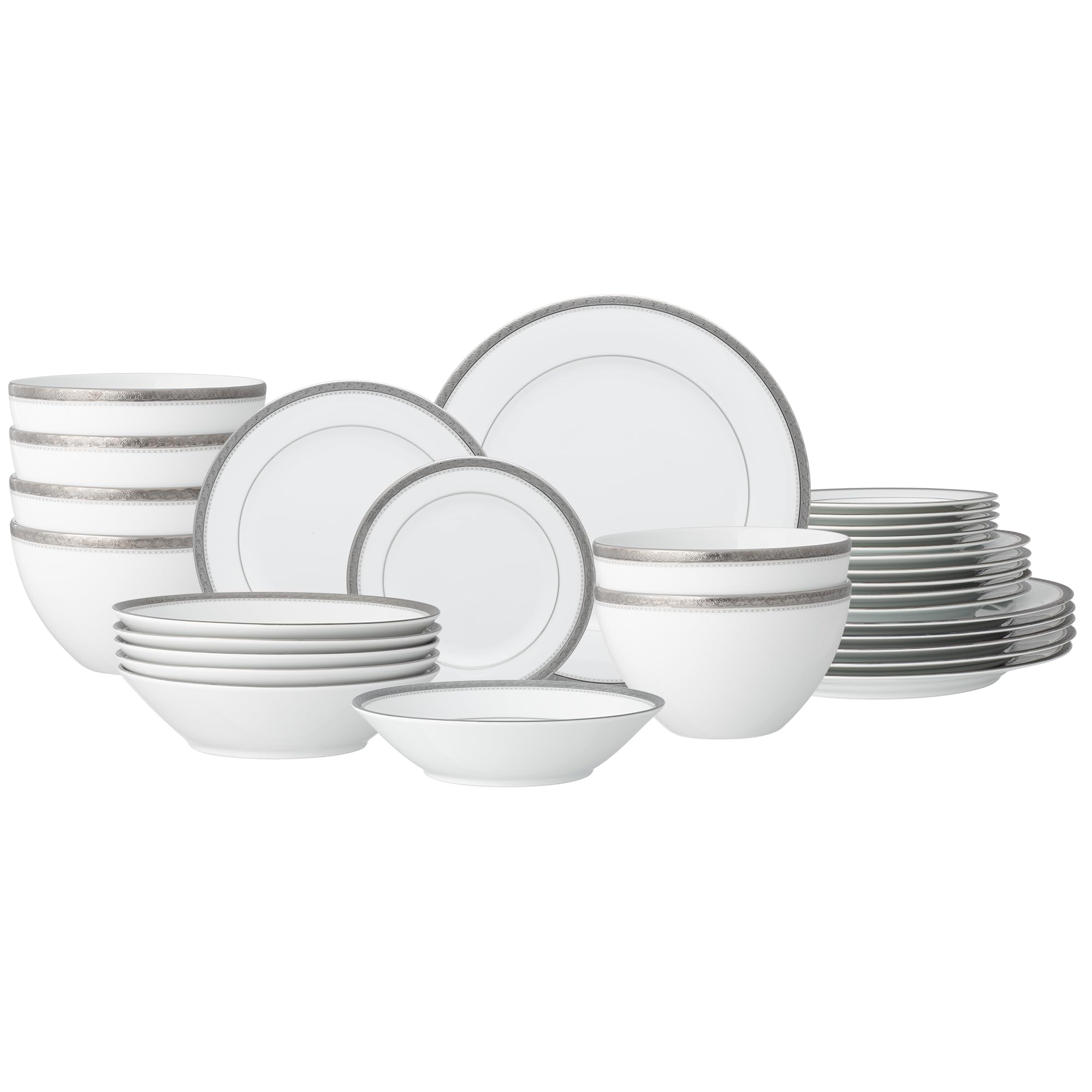 Noritake Charlotta Platinum 30-Piece Dinnerware Set, Service for 6