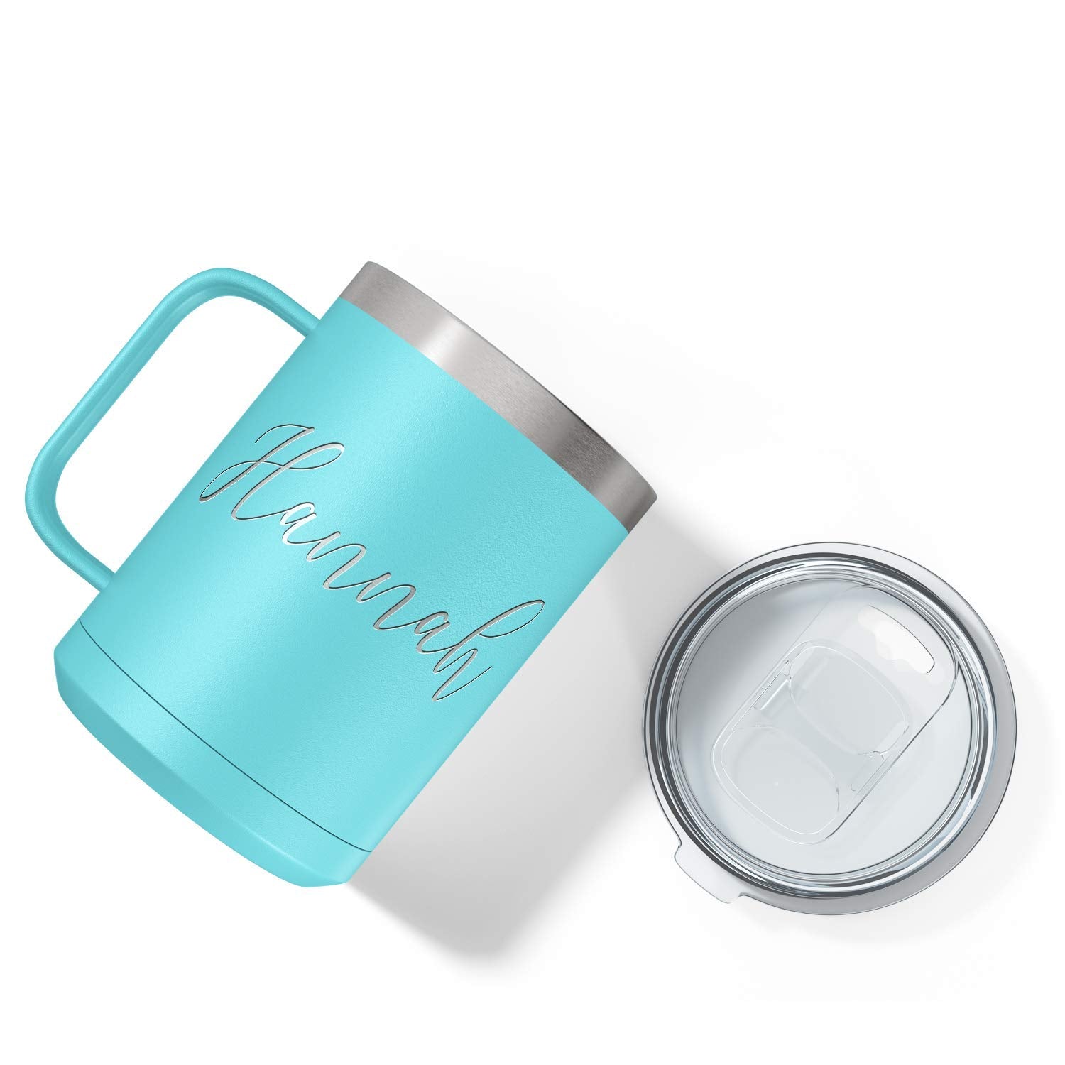 Personalized Coffee Mug Lite Blue Matte Finish 15 oz with Handle Custom Engraved Gift Stainless Steel Vacuum Insulated Cup