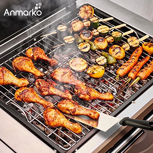 Metal Spatula Stainless Steel and Scraper - Professional chef griddle Spatulas Set of 3 - Heavy Duty Accessories great for cast Iron BBQ Flat Top grill Skillet Pan - commercial grade