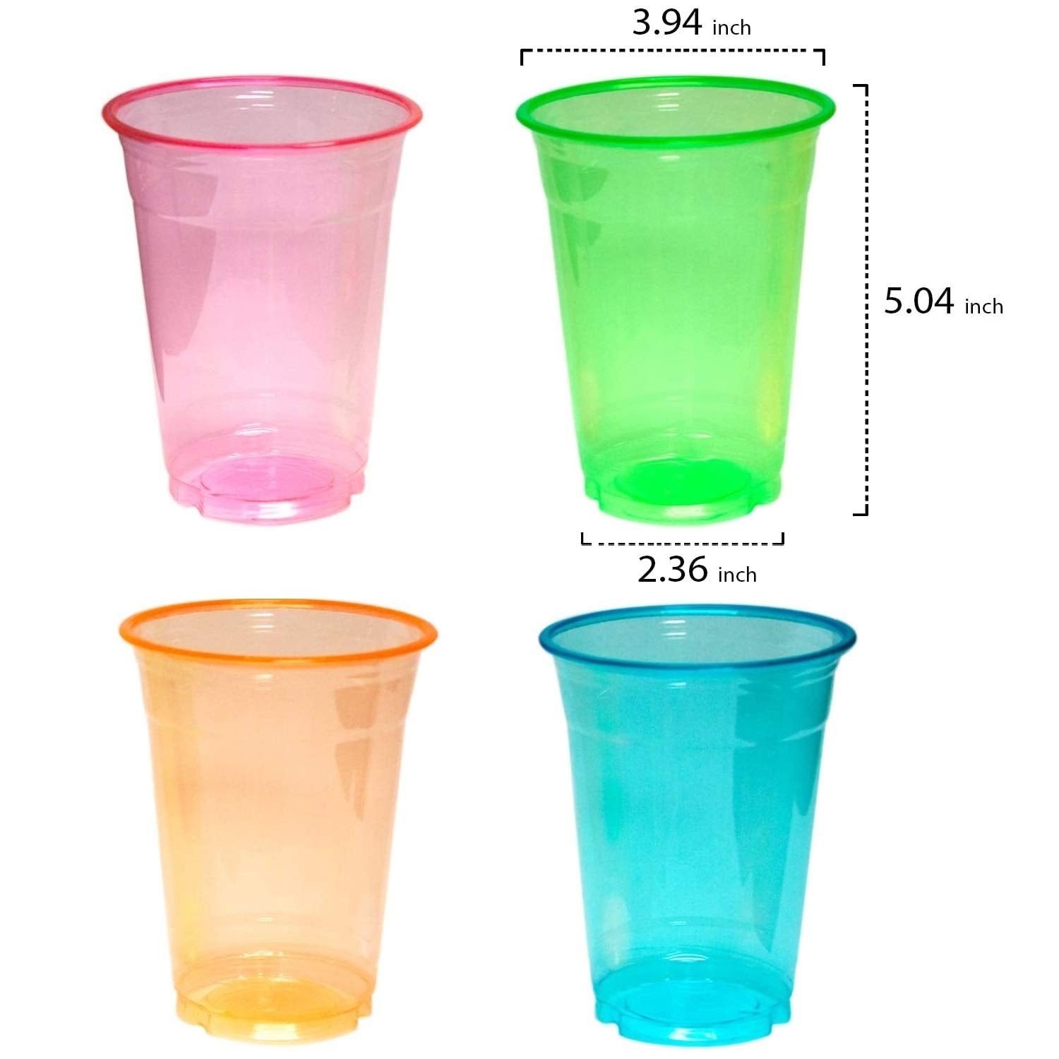 Party Essentials Soft Plastic 16-Ounce Party Cups/Pint Glasses  20-Count  Assorted Neon
