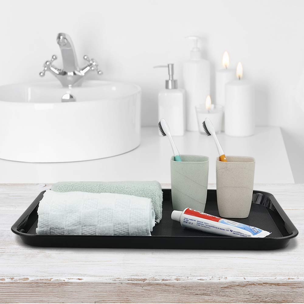 Teyyvn Black 4-Pack Plastic Fast Food Serving Tray, 17.25'' X 13.35''