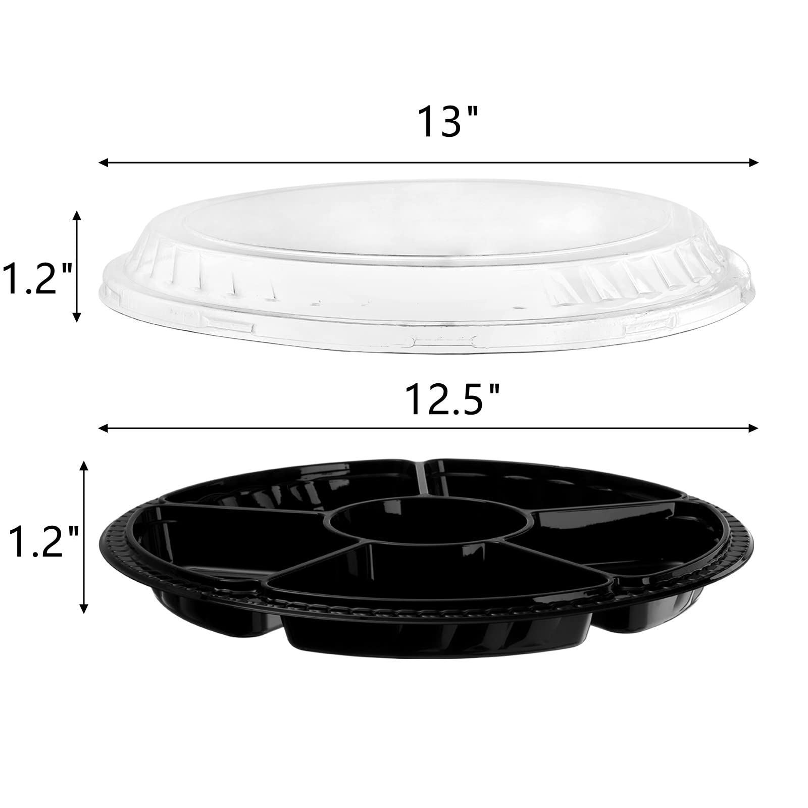 Lawei 30 Pack Plastic Appetizer Trays With Clear Lid, Round Stackable Serving Party Trays, 12 In Banquet Catering Fruit Vegetabl