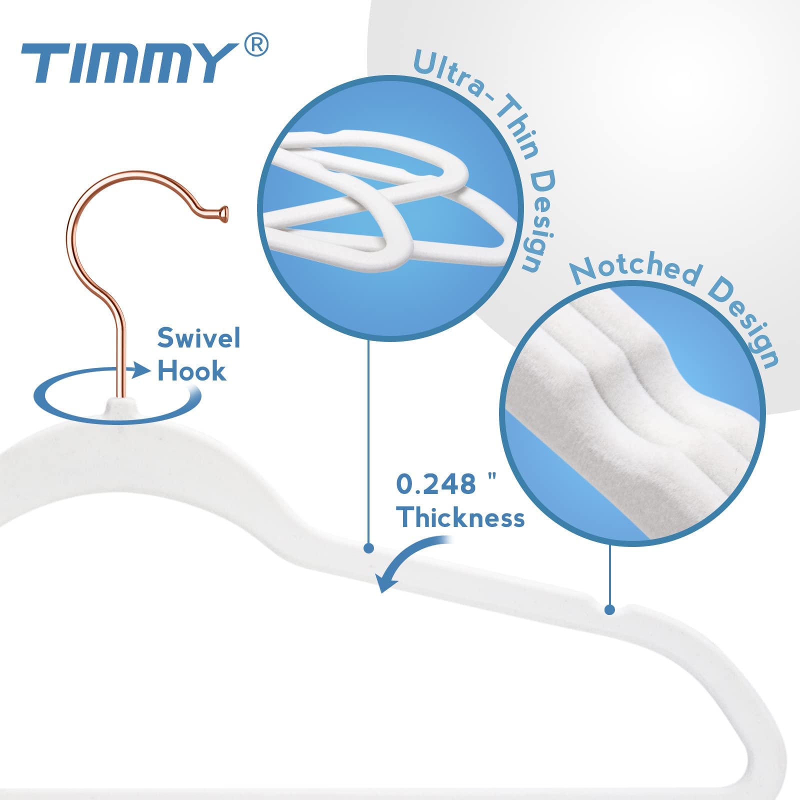 Timmy Hangers Non-Slip Velvet Hangers - Suit Hangers (50-Pack) Ultra Thin Space Saving Coat Hanger And Heavy Duty Clothes Hanger