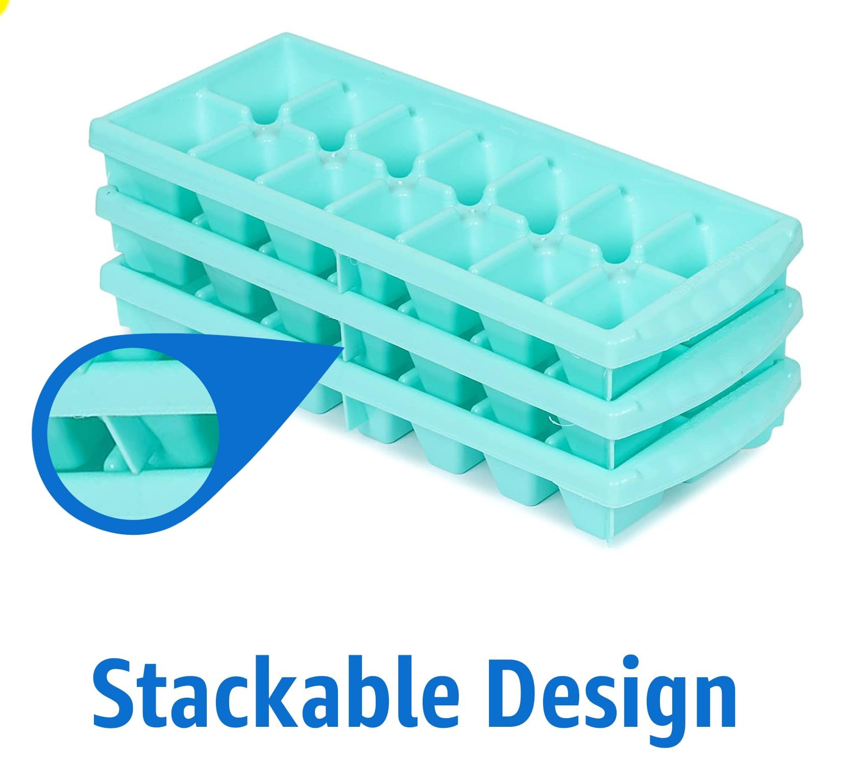 Aashu Ice Tray,Ice Cube Tray For Freezer,14 Cube,Green, 3 Pieces