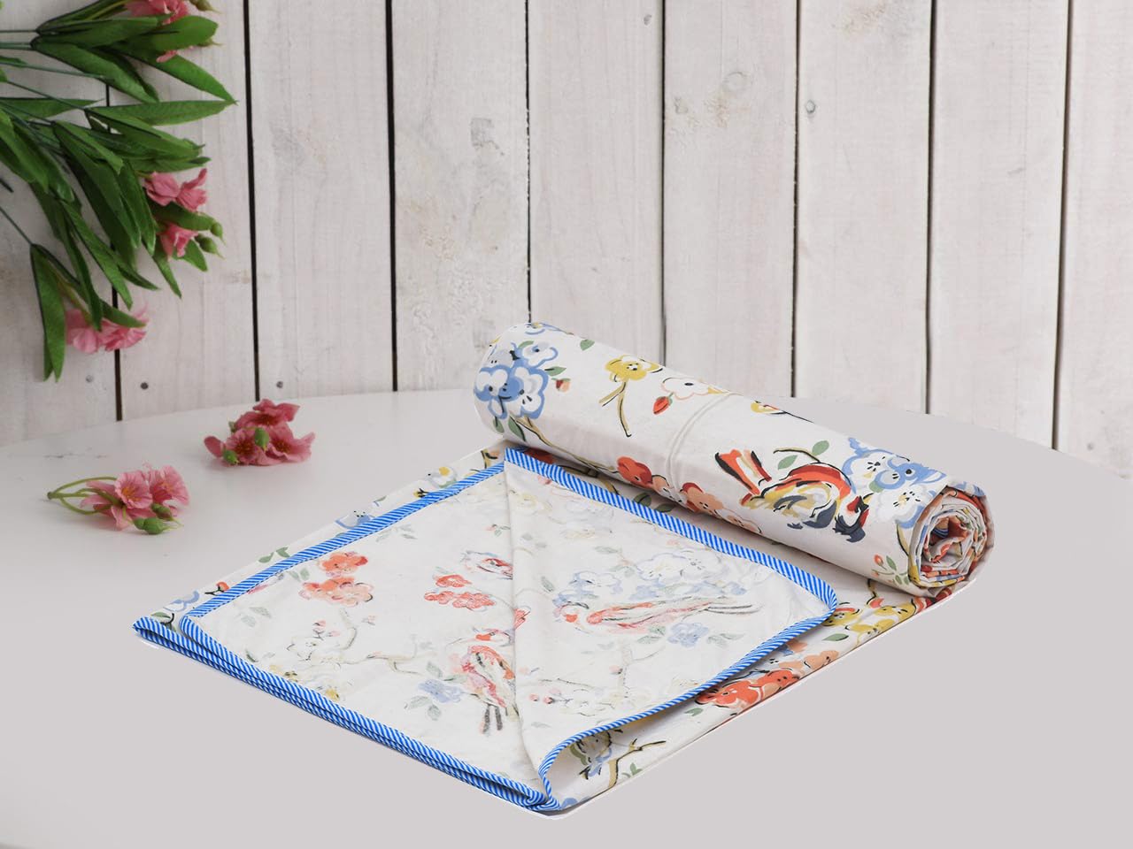 Rustic Linen 100% Cotton Jaipuri Printed Summer Topsheet/Odhne Wali Chaddar 53X86(Inches) Single Bed 300 Tc Cotton Top Sheets Pa