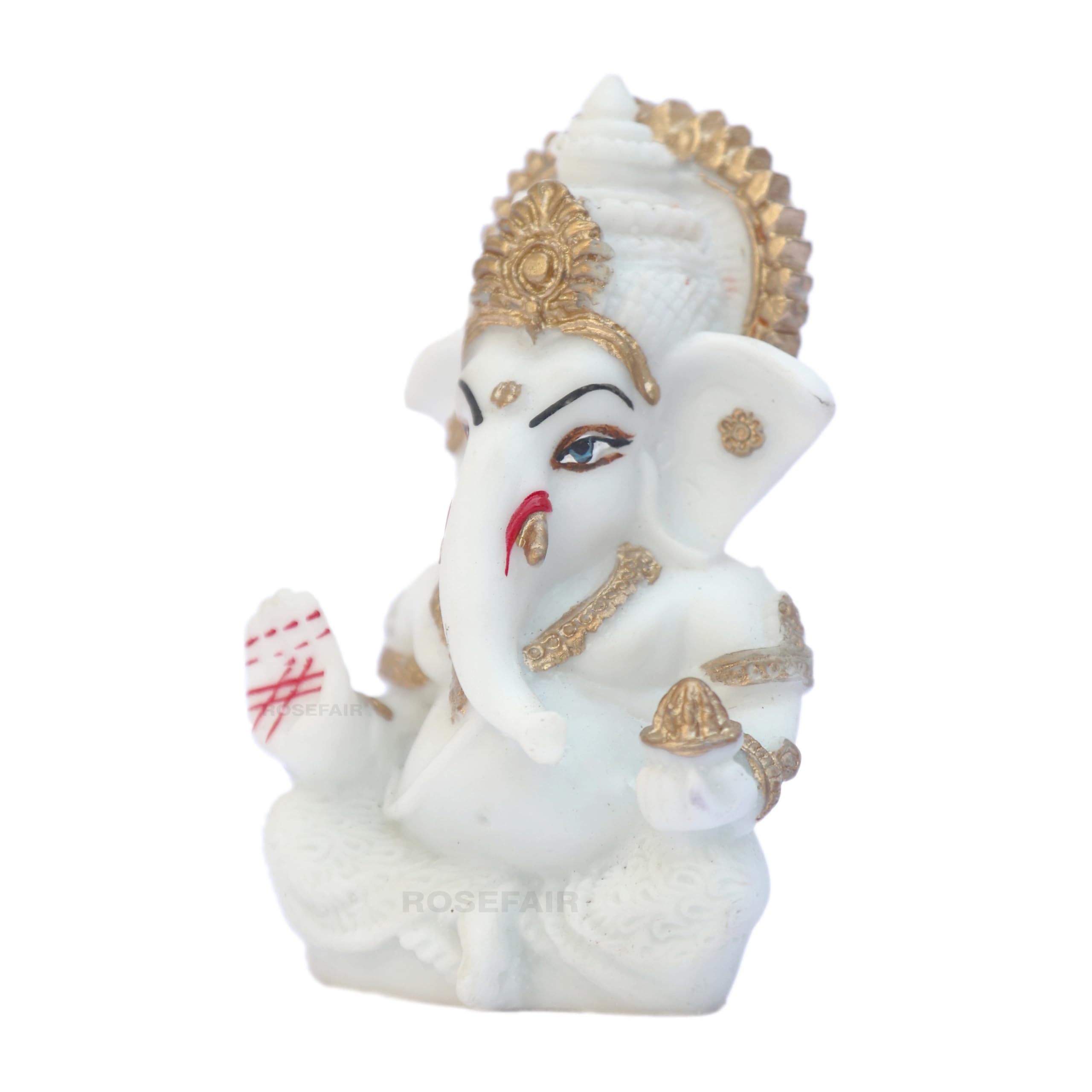 Rosefair Ganesh Statue For Car Dashboard  Resin, 3.5 Inch | Baby Ganesha Idol For Home, Office, Desk, Pooja | Ganesh Festival De