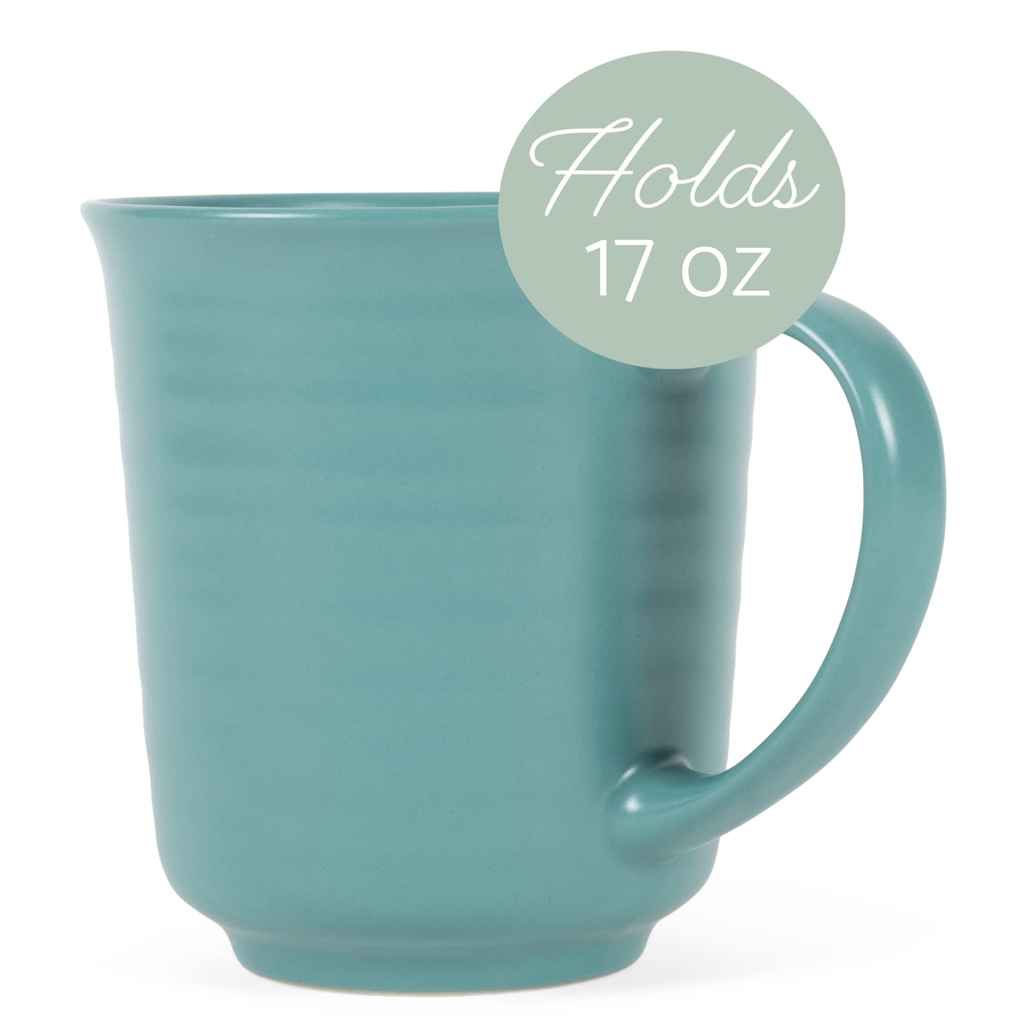 Elanze Designs Turquoise Matte Glaze Finish 17 Ounce Stoneware Coffee Cup Mugs Set Of 4