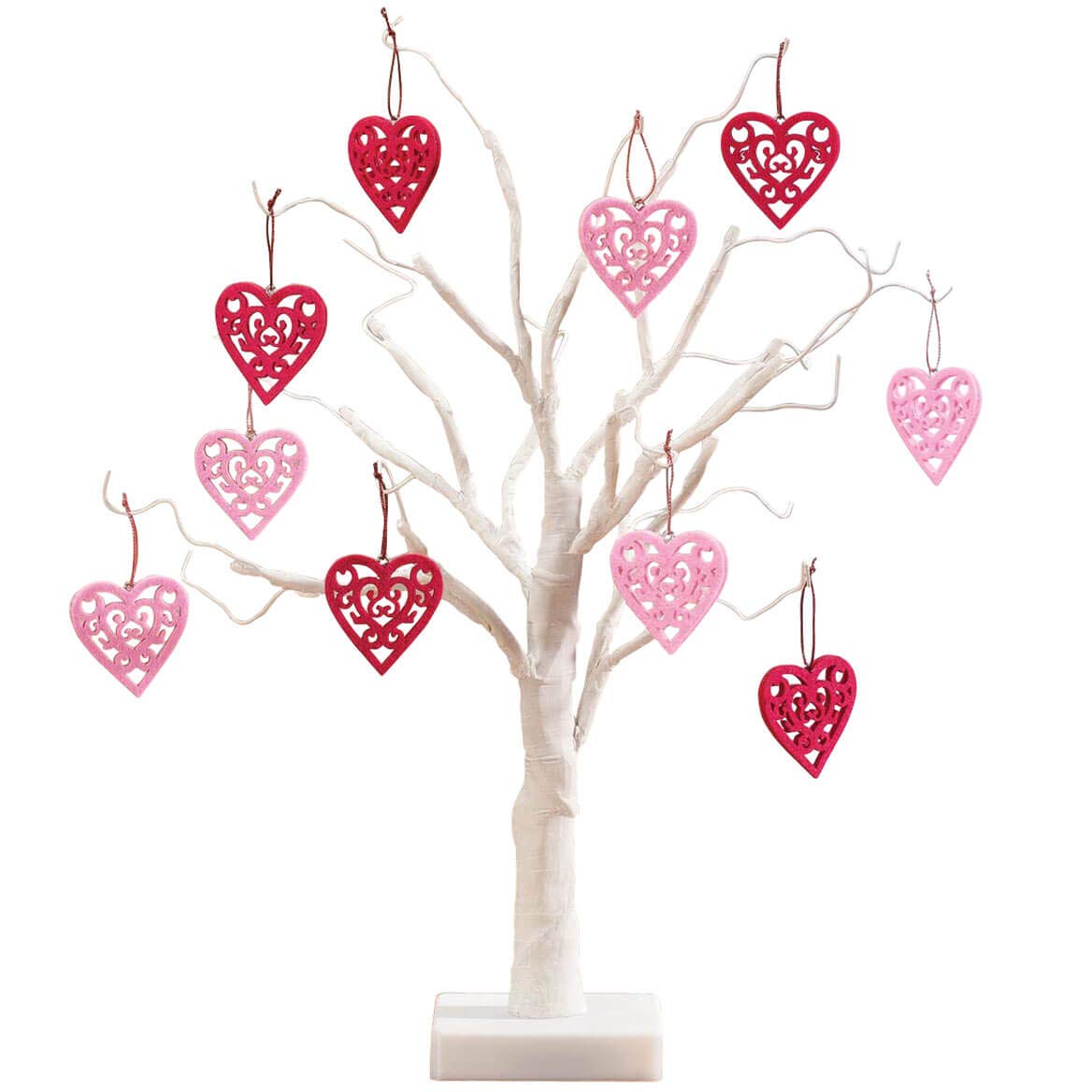 Fox Valley Traders Pre-Lit White Wire 18'' Tabletop Tree With Set Of 10 Valentine'S Day Hanging Heart Ornaments