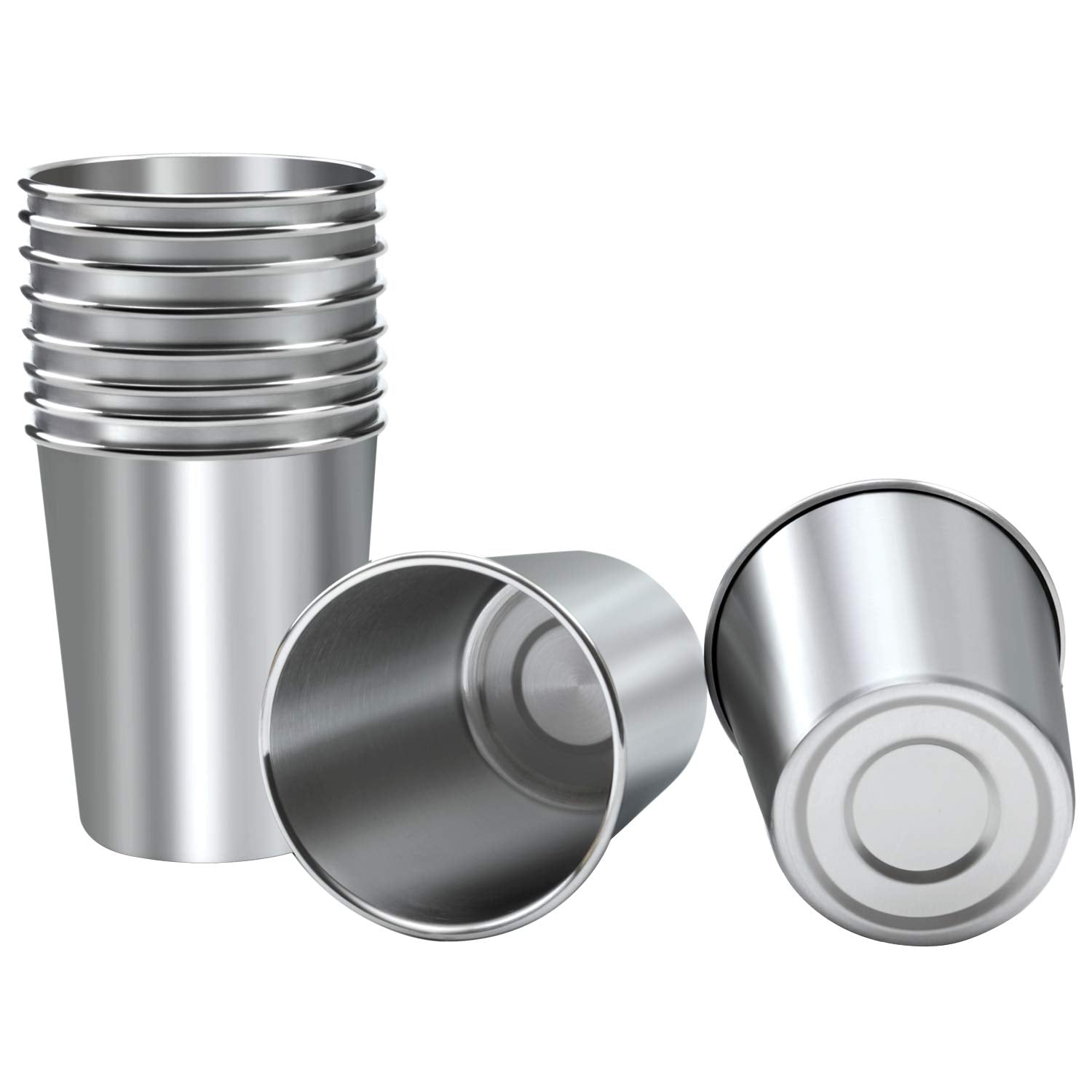 Ruisita 10 Pieces 12 Ounce Stainless Steel Cups Metal Pint Cups Shatterproof Drinking Glasses For Kids Or Adults (12 Oz/350 Ml)