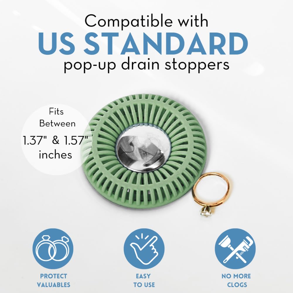 SINKRING The Ultimate Bathroom Sink Drain Protector Hair Catcher/Strainer/Snare (Sage Green)