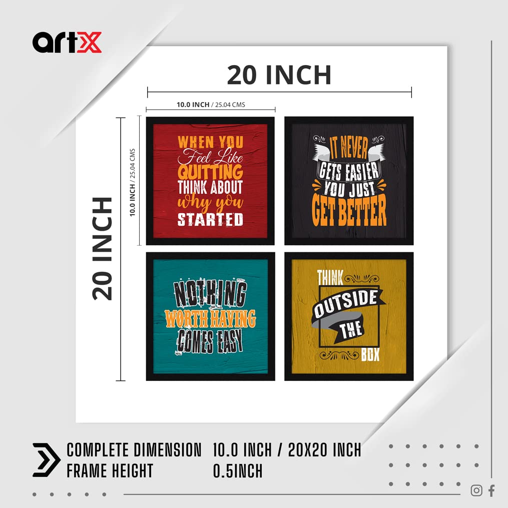 ArtX Paper Motivational Quotes Wall Art Painting, Framed Paintings, 20 X 20 inches (Combined), 10.0 X 10.0 each, Abstract, Multi