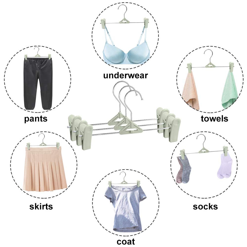 Skirt Hangers With Clips - Pant Hangers With Clips Stackable Slim Plastic Pants Hangers With Clips Space Saving Hangers For Pant