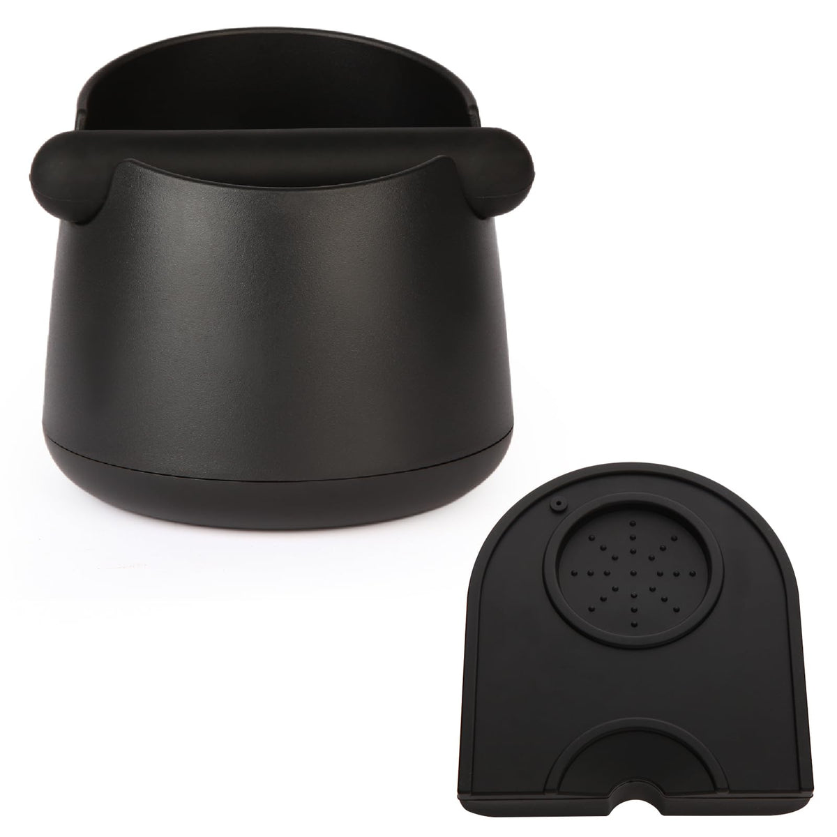 Iaosen Knock Box Large Capacity Design Espresso Knock Box Tamping Mat Espresso Machine Accessories Set Of 2 With Removable Knock
