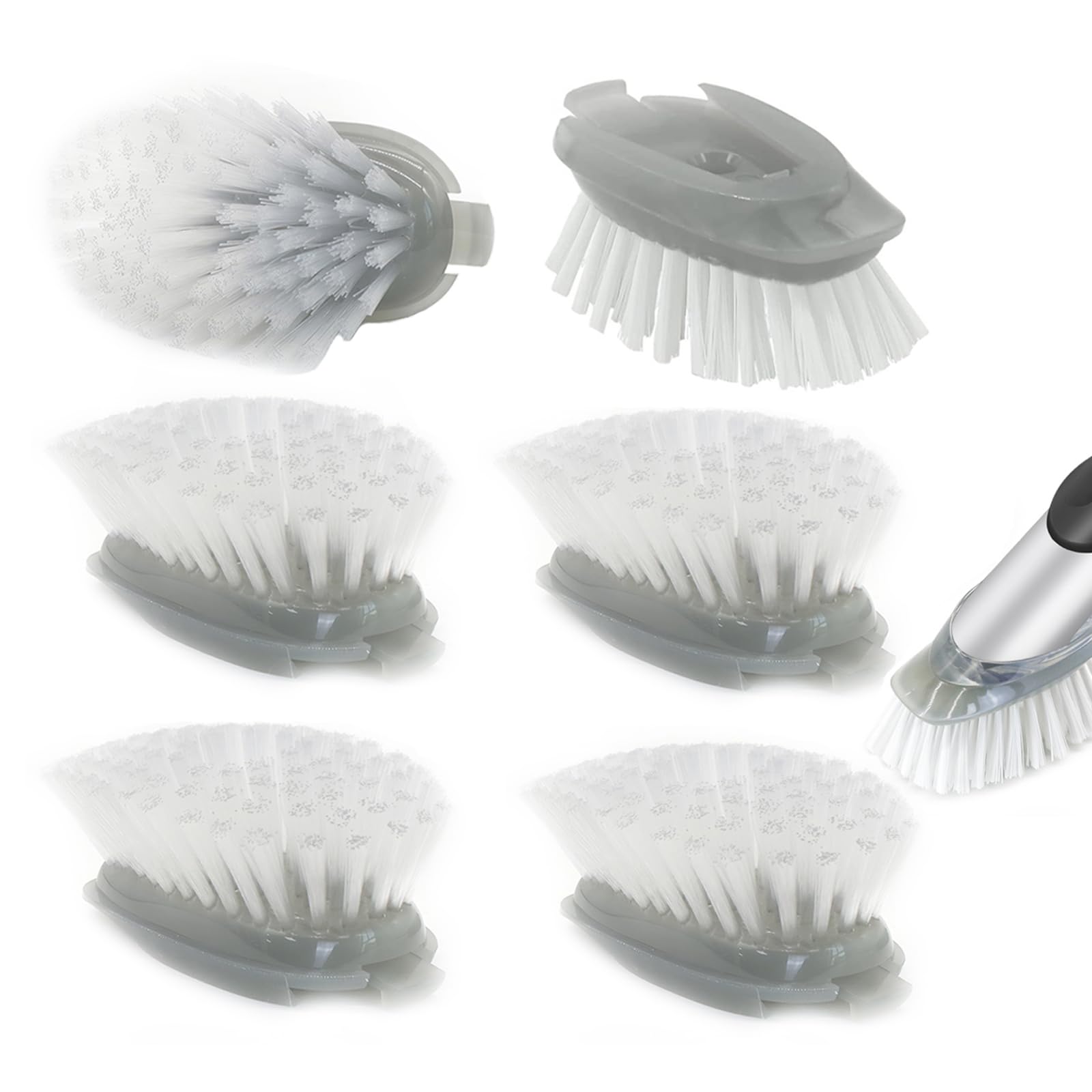 Brush Refills For Oxo Dish Brush - 4 Pack Dish Brush Cleaning Soap Dispensing Head Replacement For Scrubber(Grey)