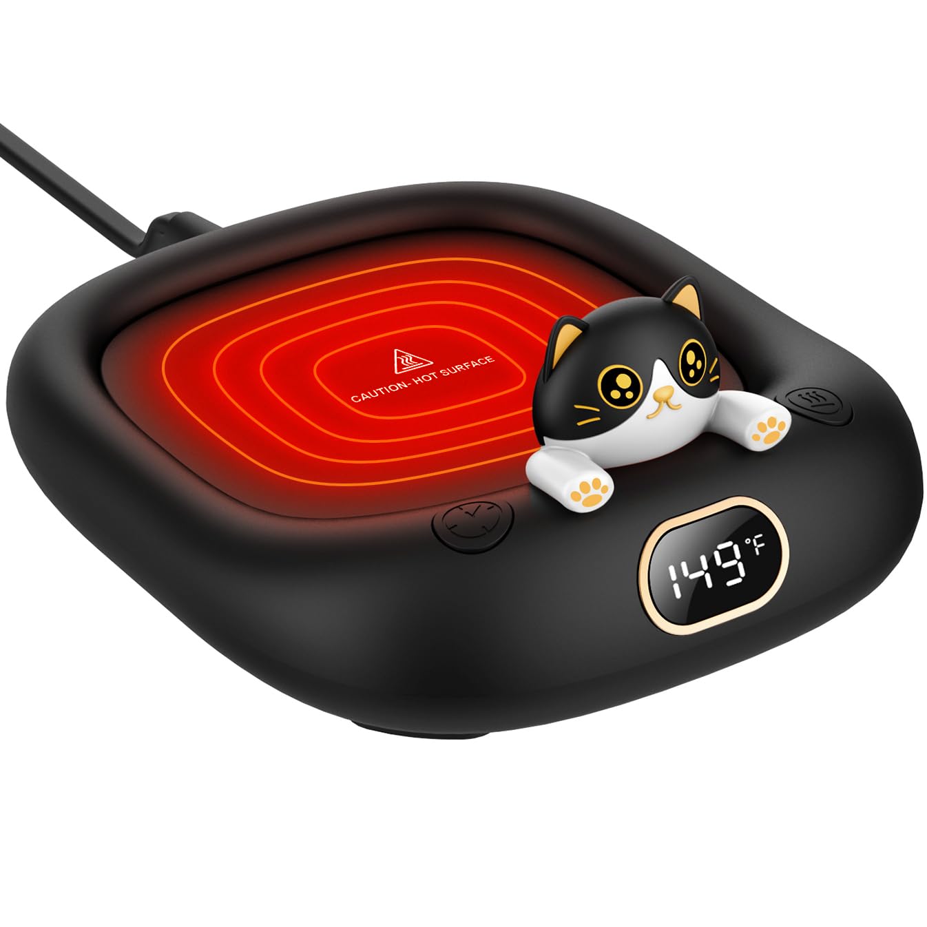 Cute Cat Coffee Mug Warmer, Electric Beverage Cup Warmer For Milk Tea Water Fit Desk Home Office, Candle Warmer Plate With 3 Tem