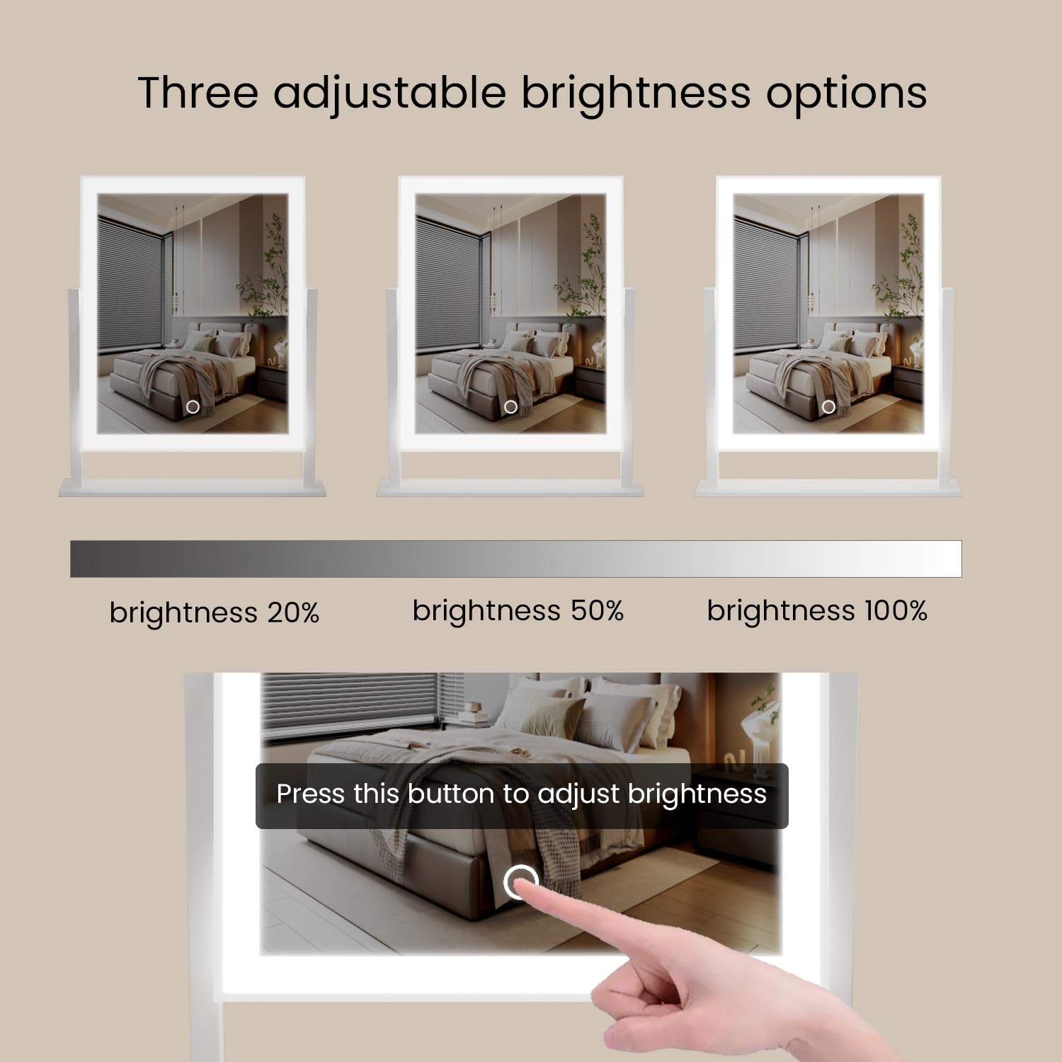 Durup Lighted Led Makeup Mirror Hollywood Mirror Vanity Makeup Mirror With Lights Smart Touch Control 3-Gear Dimable Light 360Ro