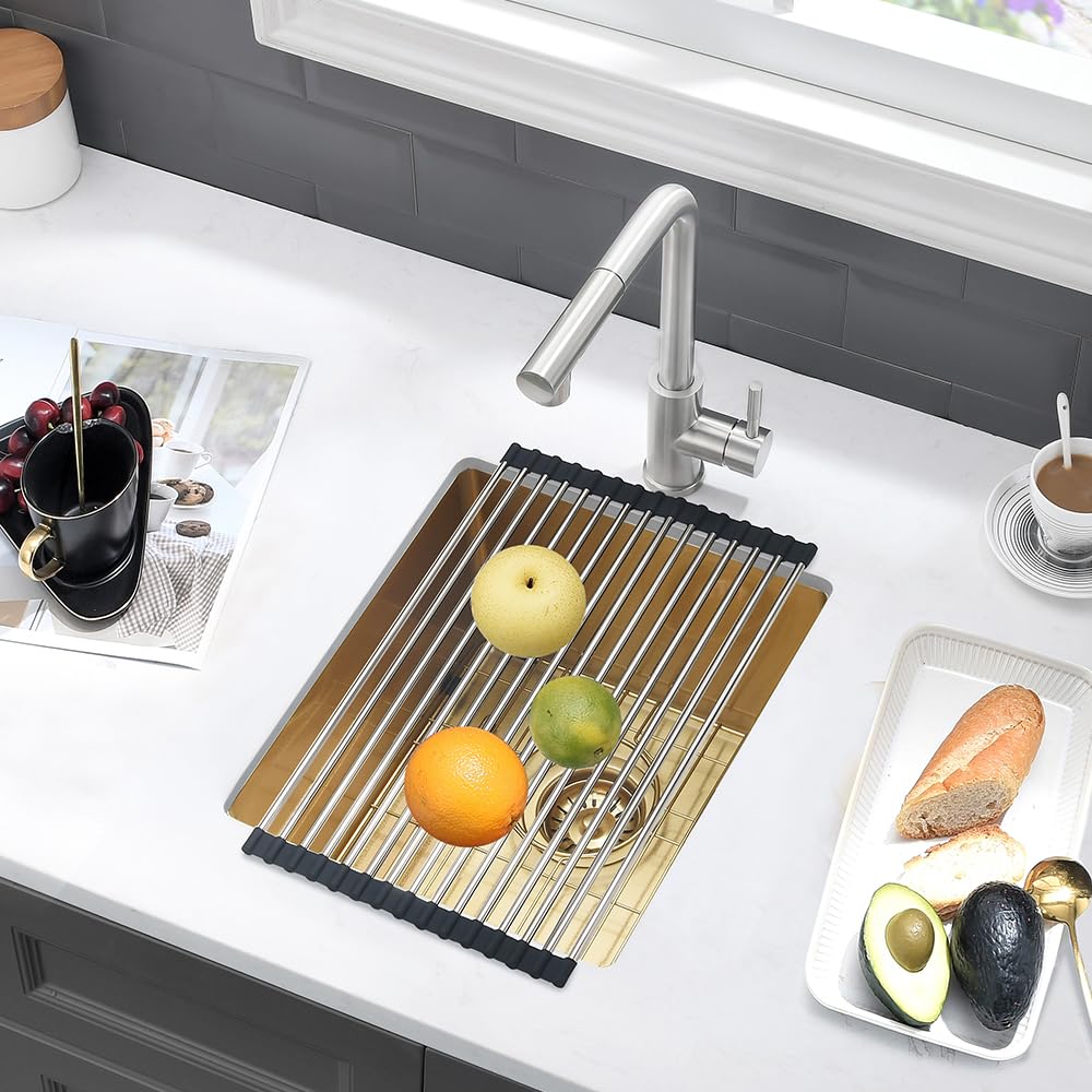 13 Black Bar Sink Undermount-Vasoyo 13X15 Inch Undermount Bar Sink Deep Bar Prep Sink 16 Gauge Black Stainless Steel Undermount