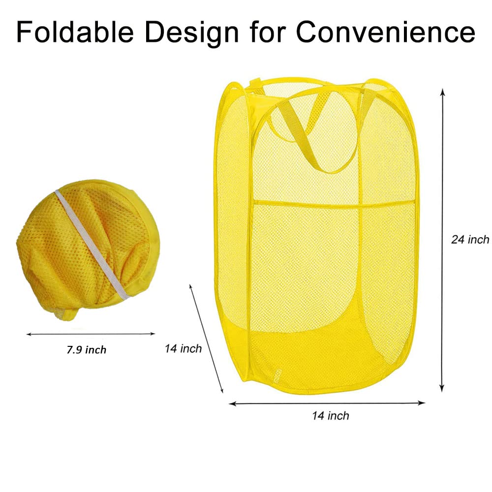 Larpur Pop Up Laundry Hamper, Collapsible Mesh Laundry Basket With Side Pocket, Foldable Clothes Hamper For Storage, Home, Dorm,