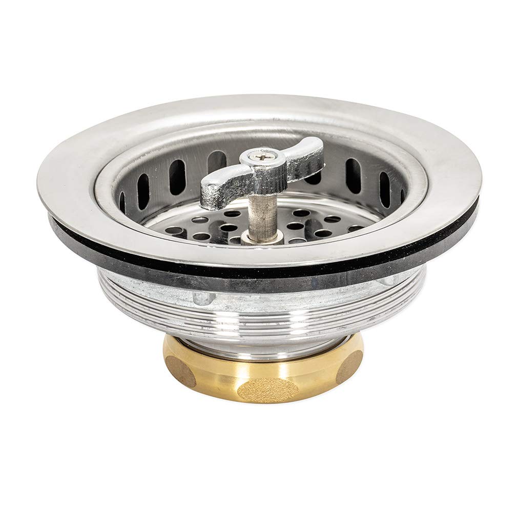 Ez-Flo Kitchen Sink Strainer With Brass Slip-Joint Nut, Spin And Seal, 3-1/2 Inch To 4 Inch Opening, Stainless Steel, 30011