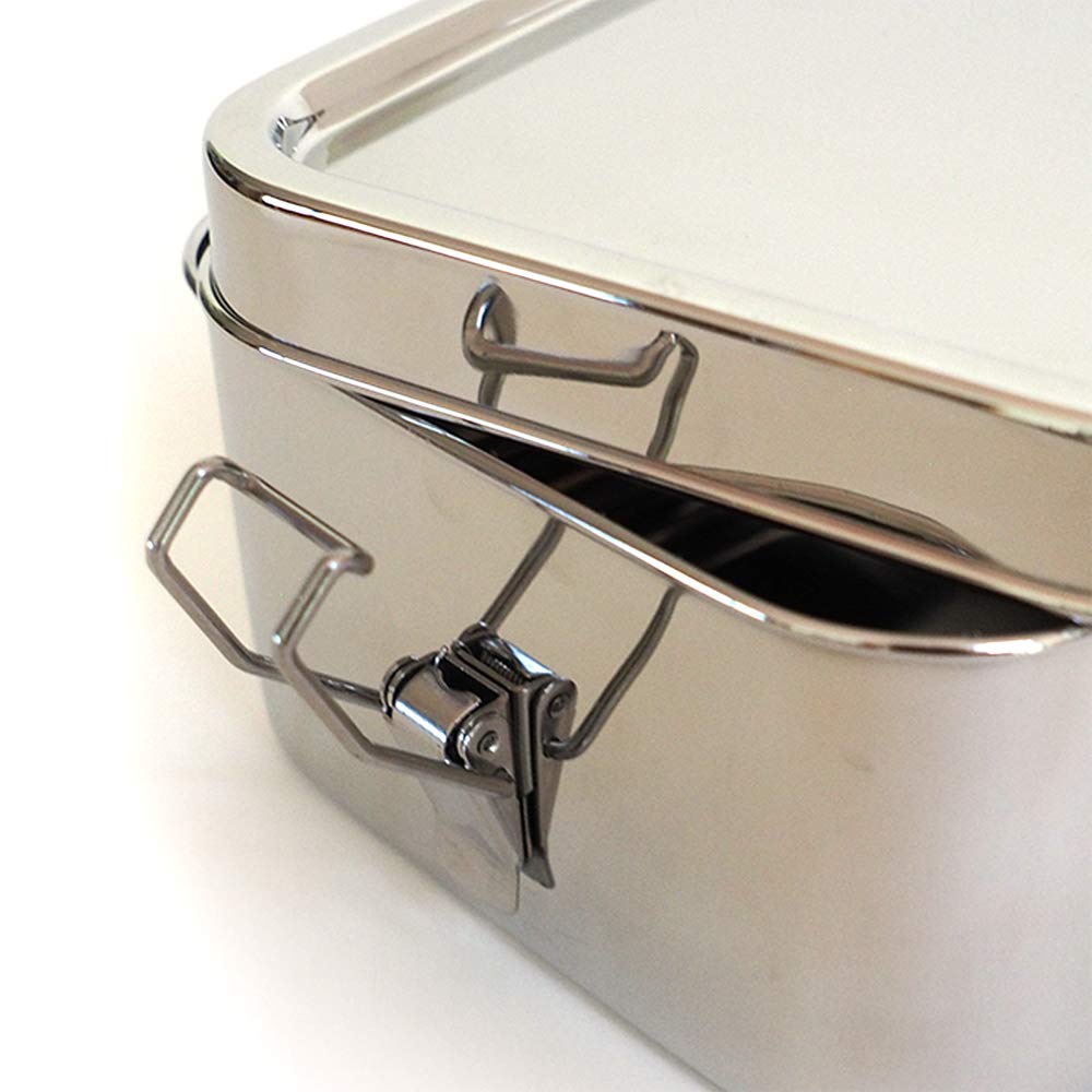 Ecolunchbox Stainless Steel Bento Box Rectangle - Holds 5 Cups Food - Leakproof