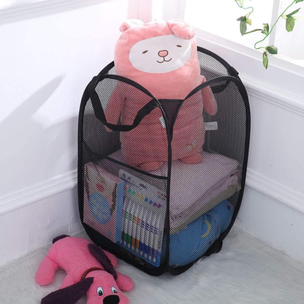 Larpur 3 Pack Pop Up Laundry Hampers, Collapsible Mesh Laundry Baskets, Portable Foldable Clothes Hampers For Dorm, Home, Bedroo