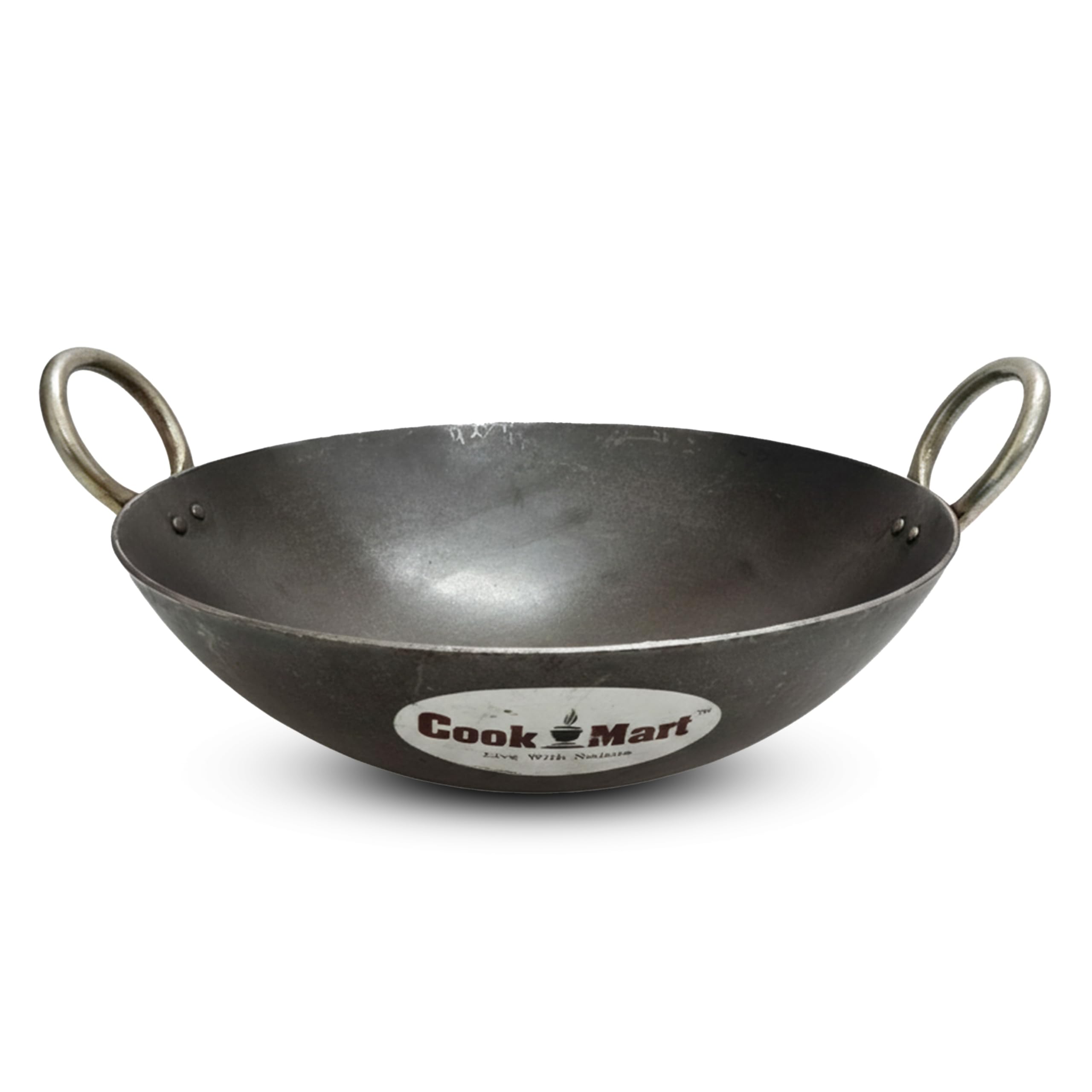 Cook Mart Traditional Handmade Iron Kadai (Kuli Kadai) - Heavy Duty Iron Wok For Cooking, Deep Frying & Roasting | Pre-Seasoned,