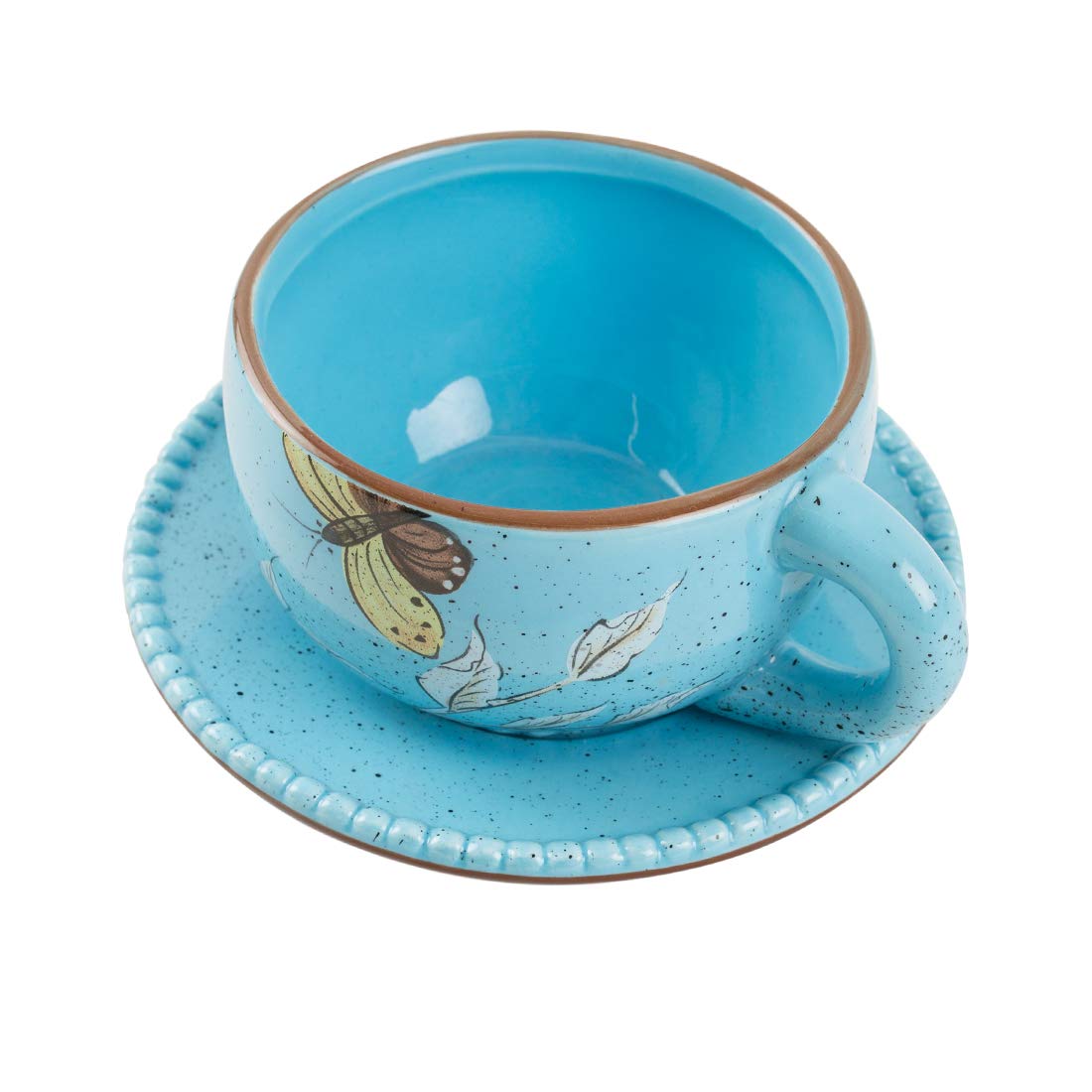 Chumbak Flora Butterfly Cup & Saucer- Blue