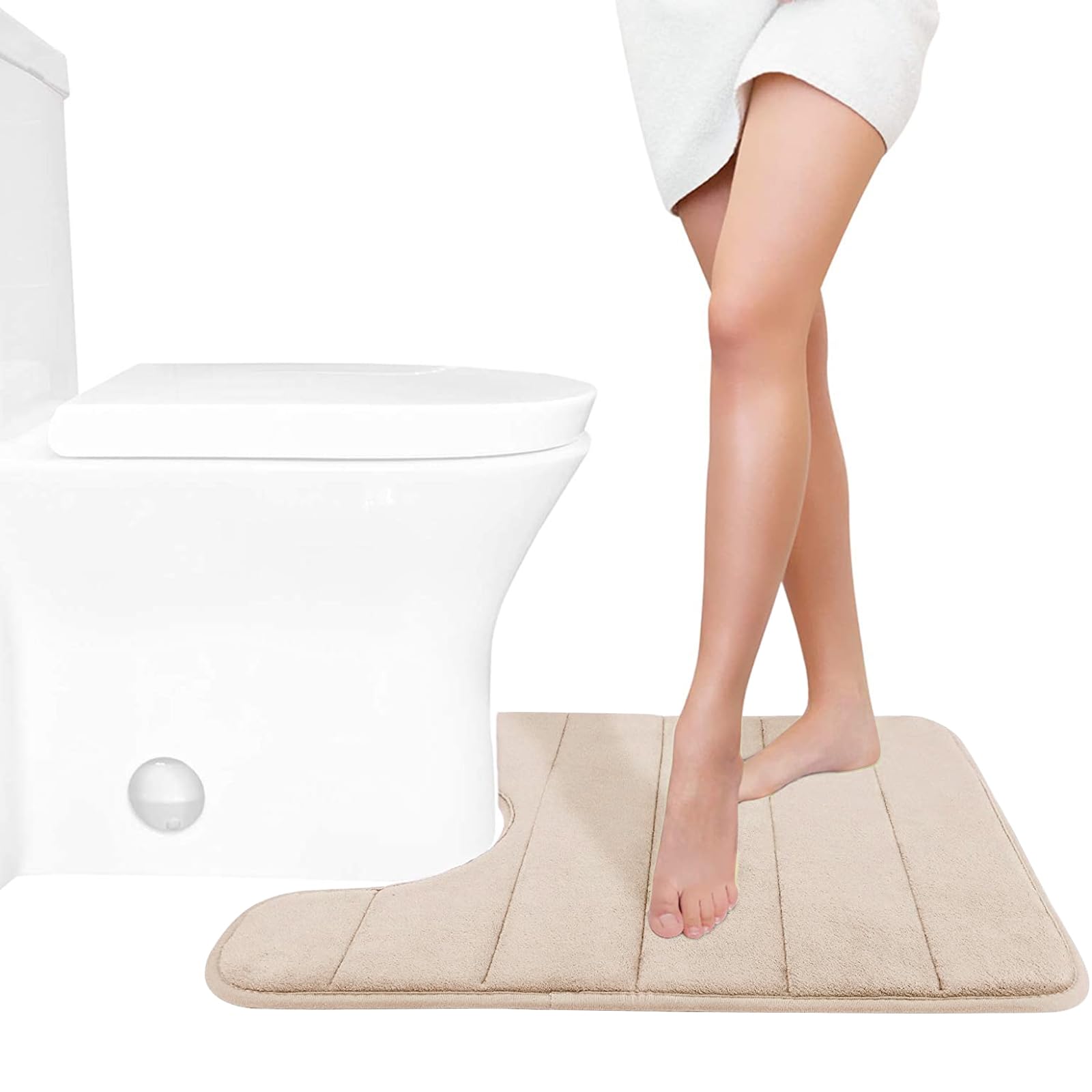 Yimobra Memory Foam Toilet Bath Mat U-Shaped, Soft And Comfortable, Super Water Absorption, Non-Slip, Thick, Machine Wash And Ea