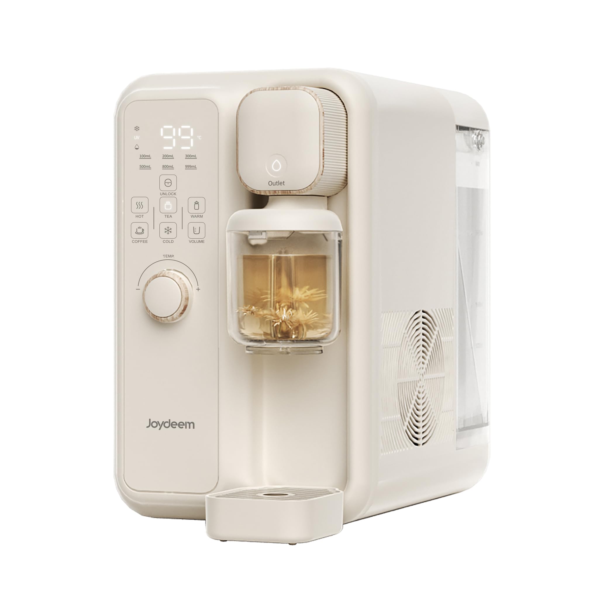 Joydeem Instant Hot & Cold Water Dispenser, Automatic Tea & Coffee Brewer, Adjustable Temperature and Volume, BPA Free, 3.5L 120