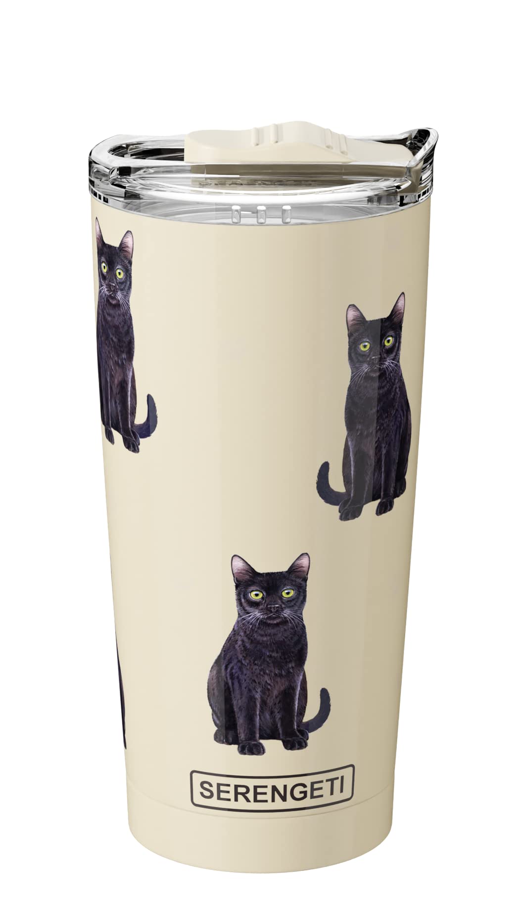 Black Cat Serengeti 16 Oz. Stainless Steel, Vacuum Insulated Tumbler With Spill Proof Lid - 3D Print - Insulated Travel Mug For