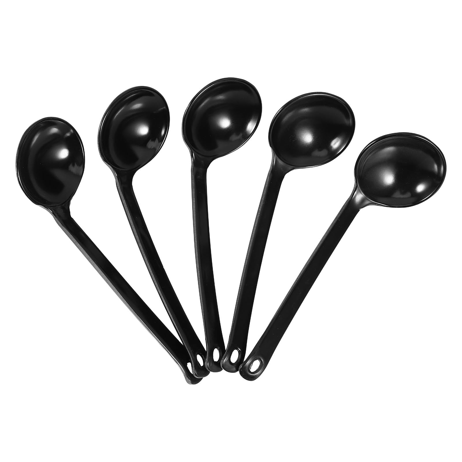 VICASKY 5PCS Japanese Long Handle Ramen Soup Spoons Set, Black Asian Eating Soup Spoon Kitchen Tableware for Ramen Hot Pot Eatin