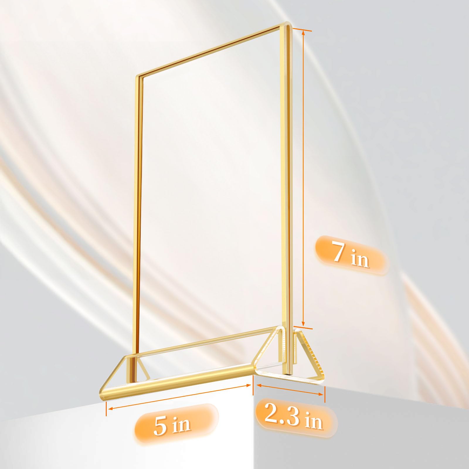 Hiimiei Acrylic Gold Sign Holder, 5X7 Gold Acrylic Picture Frames Clear Double Sided Menu Holder For Wedding Table Number 6 Pack