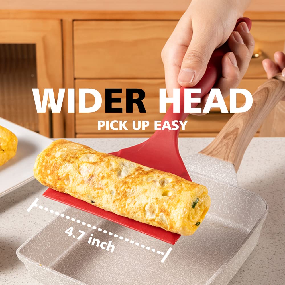 Silicone Tamagoyaki Spatula Japanese Omelette Spatula Wide Silicone Pancake Spatula Nonstick Heat-Resistant Pancake Shovel For E