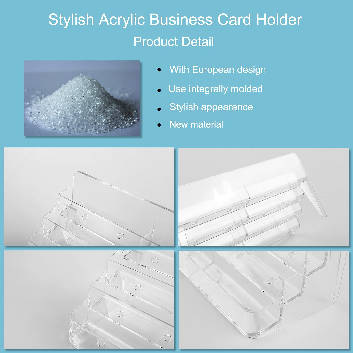 Gowall Business Card Holder, 8 Pocket Acrylic Business Card Holder For Desk Clear Business Card Stand Desktop Business Card Hold