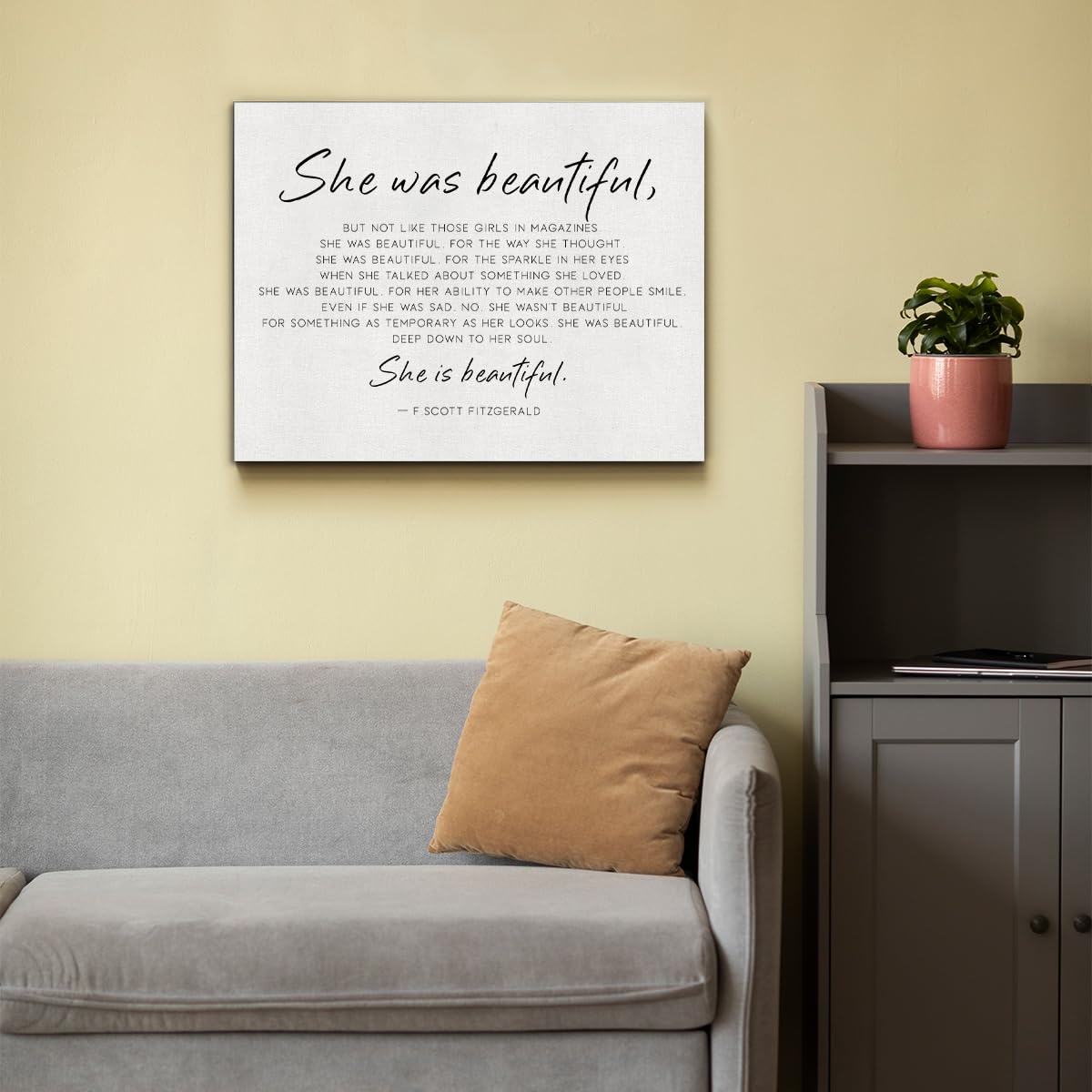 Inspirational Canvas Wall Art She Was Beautiful Motivational Quote Canvas Prints Framed Positive Painting Artwork Ready To Hang