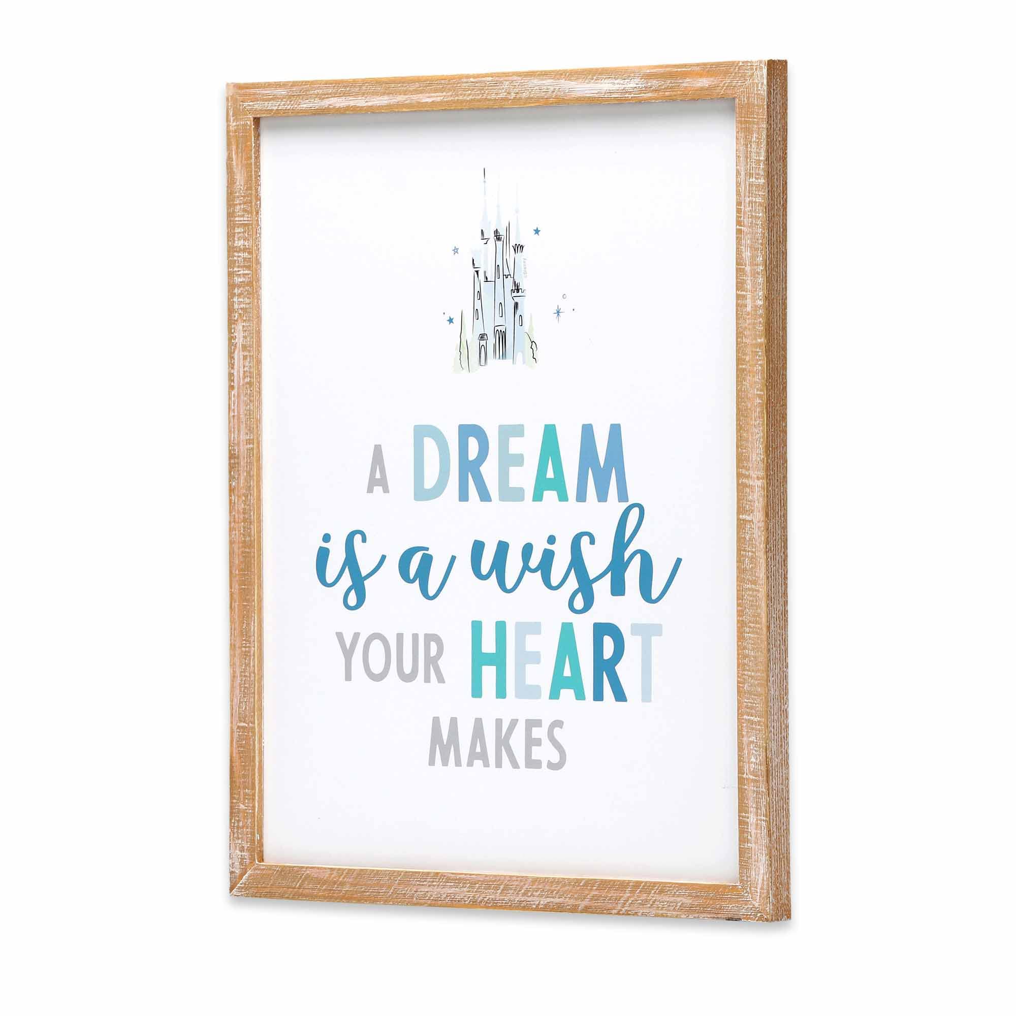Disney Princess Cinderella Castle Wall Art - A Dream Is A Wish Your Heart Makes - Cute Cinderella Framed Wood Wall Decor