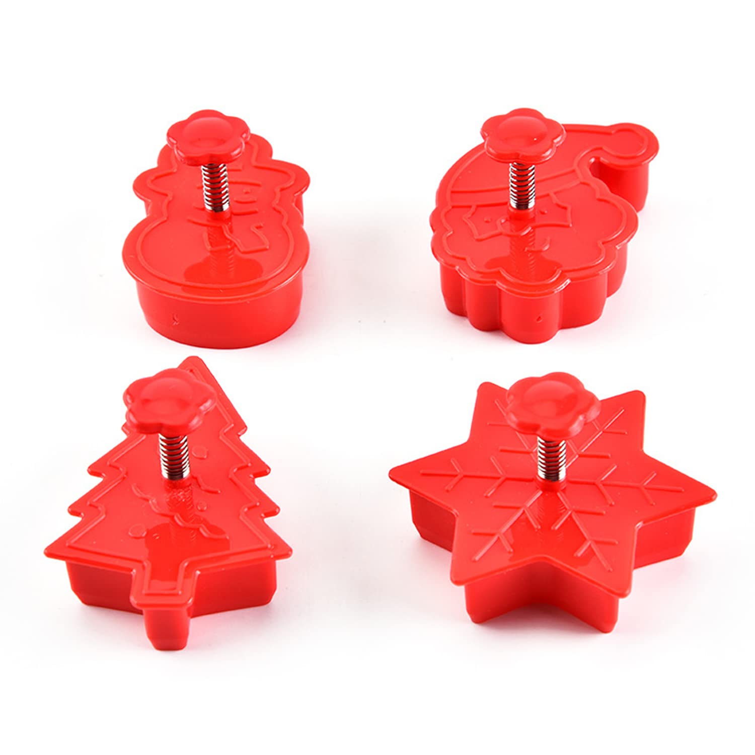 Christmas Cookie Cutter Set, 4 Pack Holiday Cookie Molds, Christmas Cookie Cutters For Baking - 3D Cookie Cake Plunger Cutter Ba
