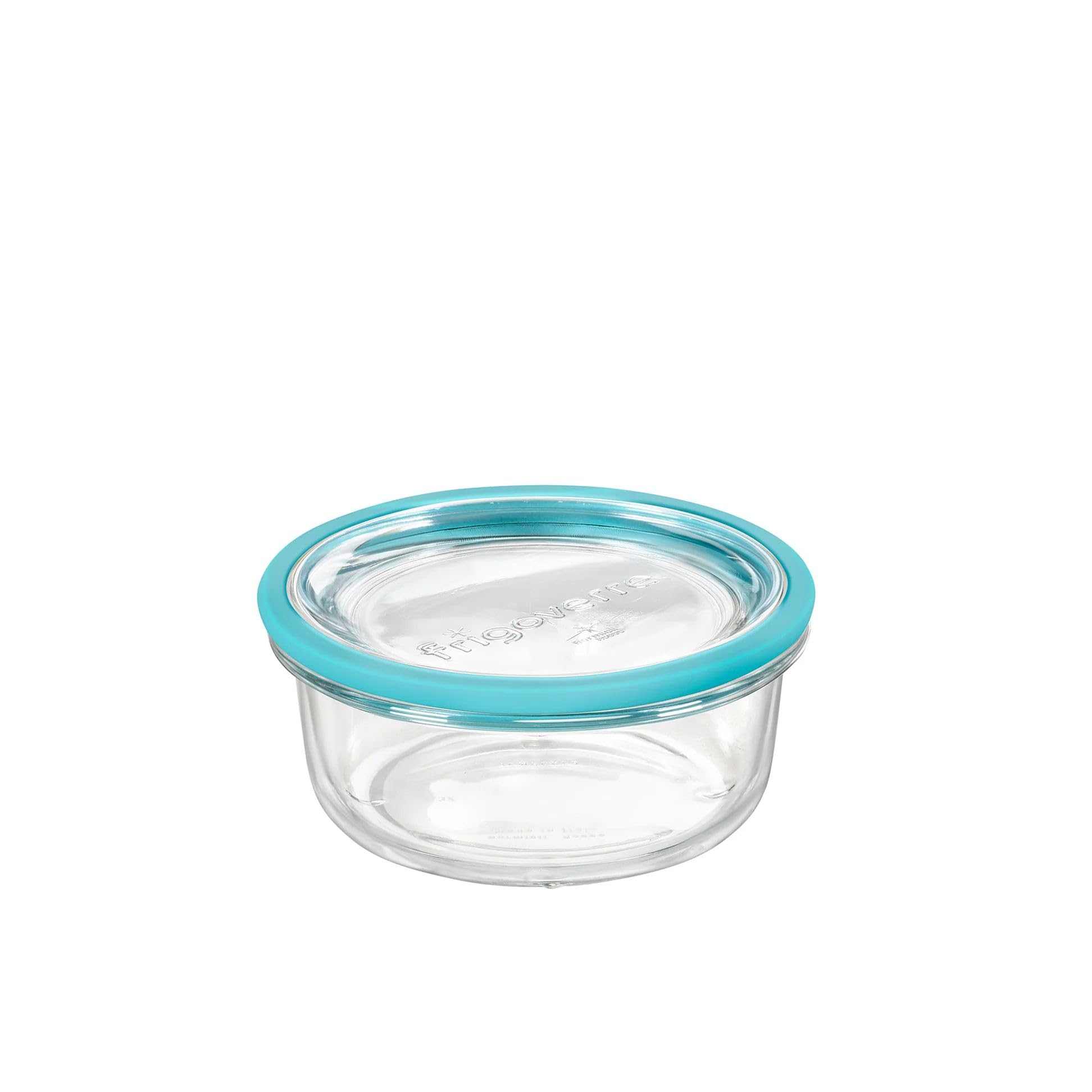 Bormioli Rocco Frigoverre Future 17.25 oz. Round Stackable Glass Food Storage Container Made of Tempered Glass with Silicone Rub
