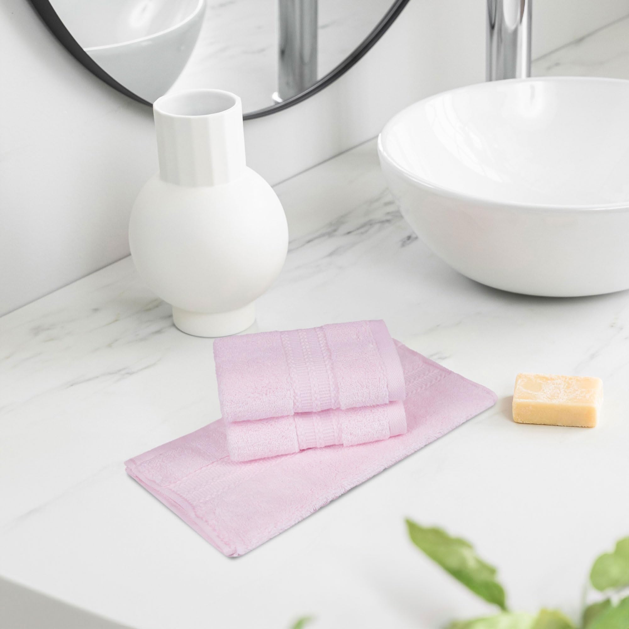 Trident Face Towels, Nectarsoft Collection, Wash Towel, 100% Cotton Towels For Men/Women, 625 Gsm, 3 Pc Face Towels - Blush Pink