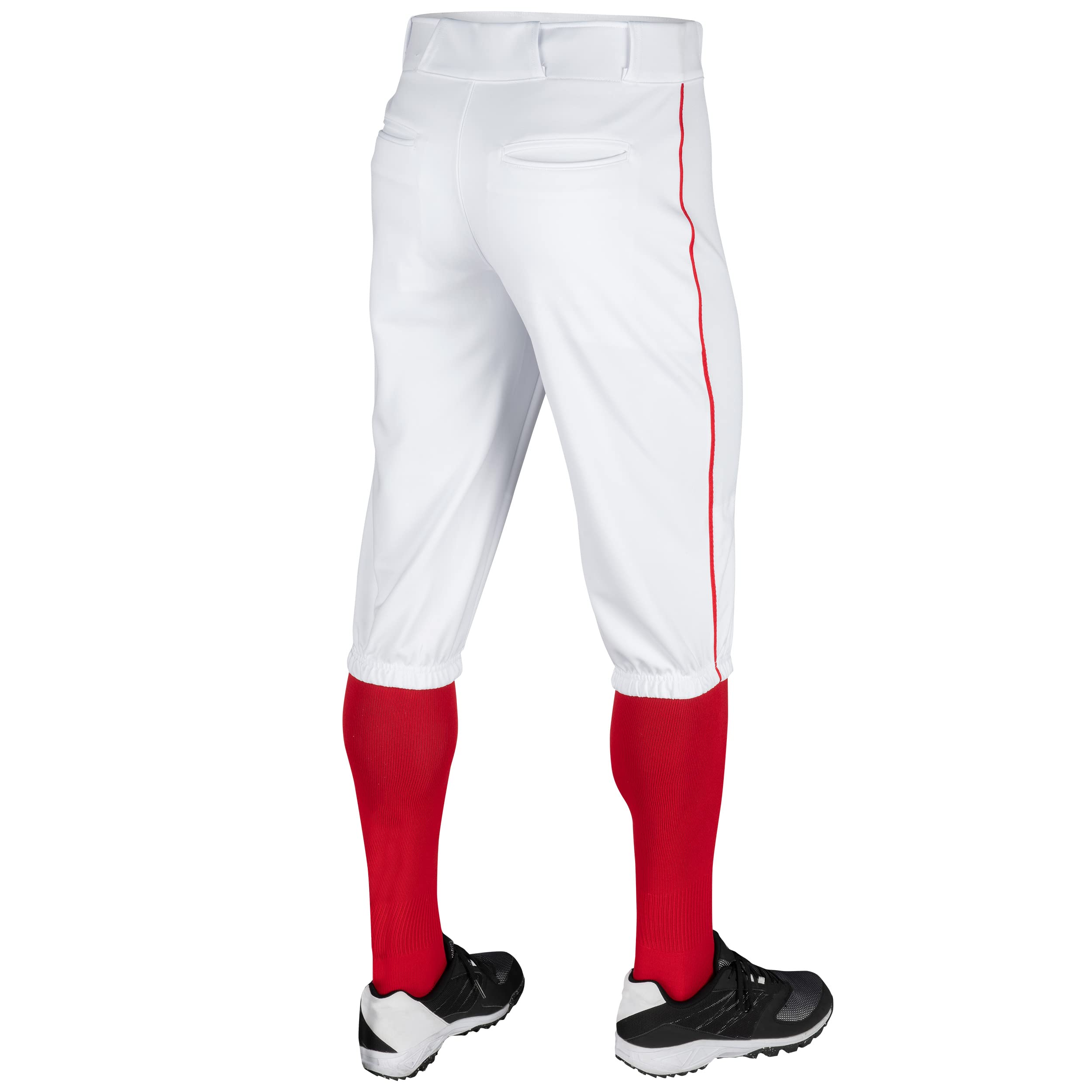 Champro Triple Crown Knicker Style Baseball Pants With Contrast-Color Braid Piping And Reinforced Sliding Areas, White, Scarlet