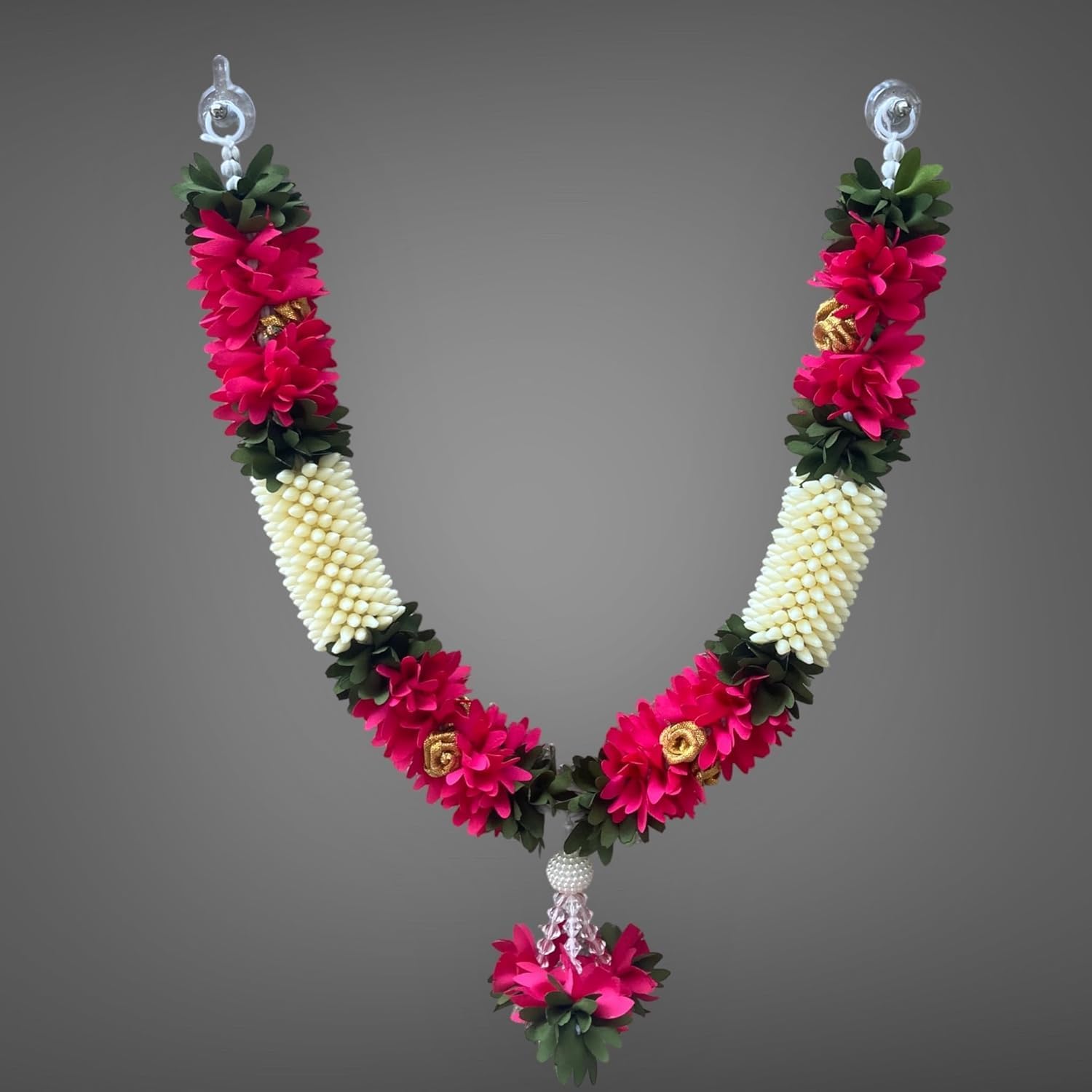 Shri Mataji Store Artificial Mala For God Photo Frame Home Decoration Multipurpose (Pink Small)