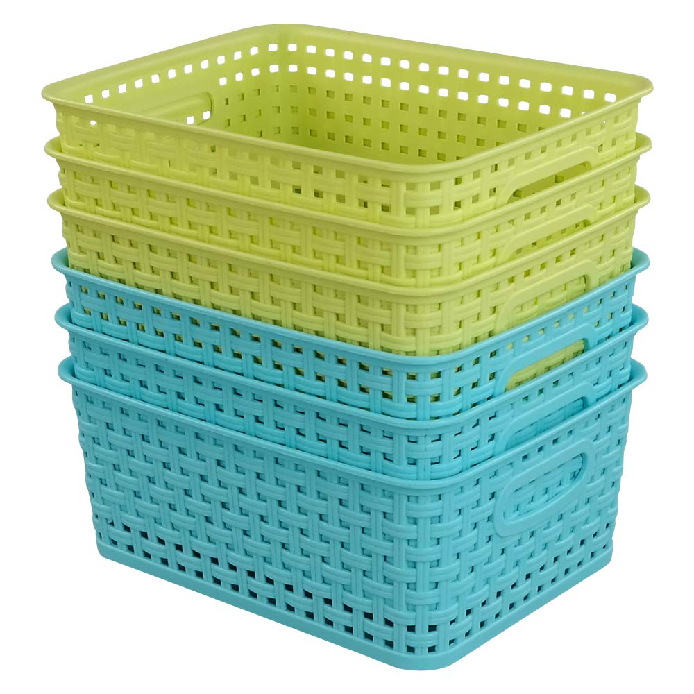 Kekow Plastic Storage Baskets For Bathroom, Beauty And Closets Organization, 6-Pack