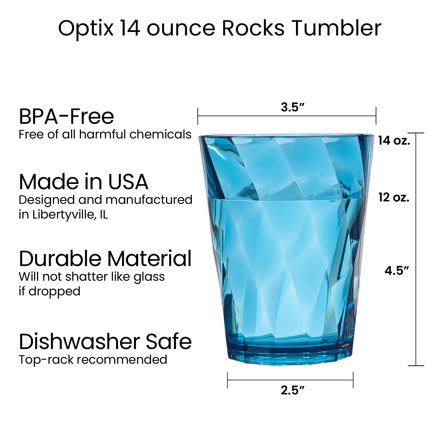 Us Acrylic Optix Plastic Reusable Drinking Glasses (Set Of 8) 14Oz Rocks Cups In Jewel Tone Colors | Bpa-Free Tumblers, Made In