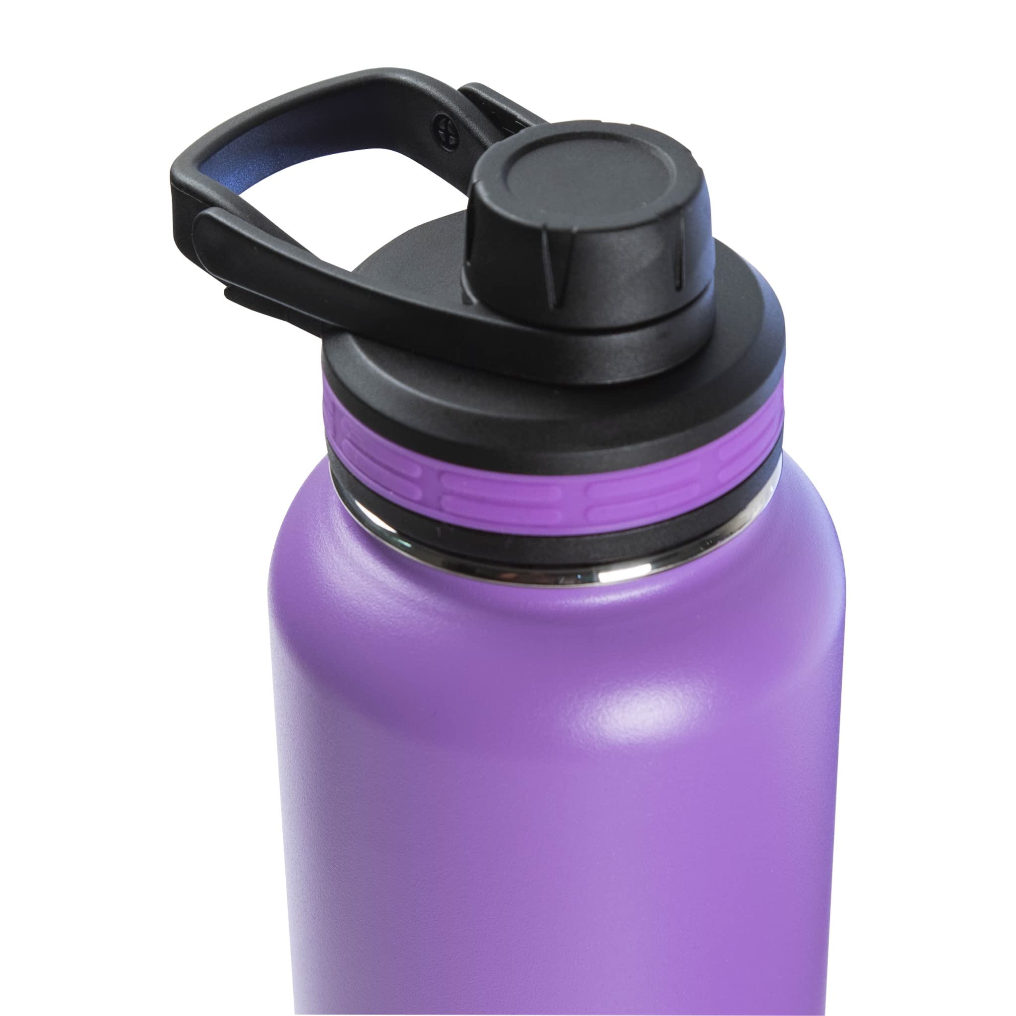 ThermoFlask Double Wall Vacuum Stainless Steel Insulated Water Bottle With Two Lids  18 Ounce  Plum